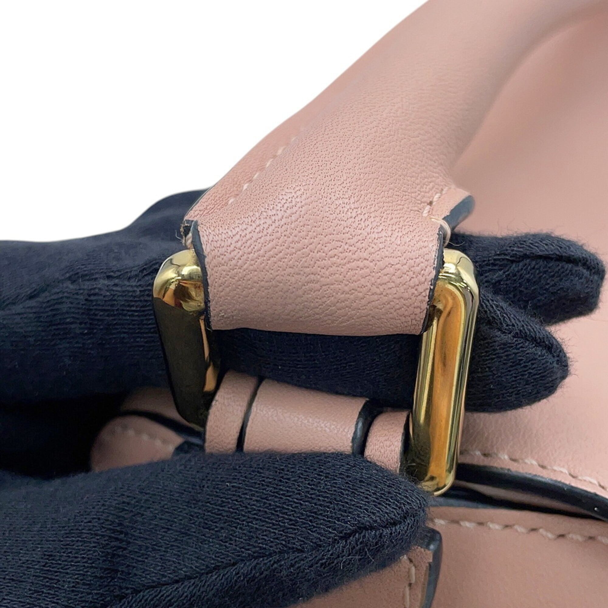Loewe Pink Pink Beige Suede Leather Handbag Shoulder Bag (Pre-Owned)