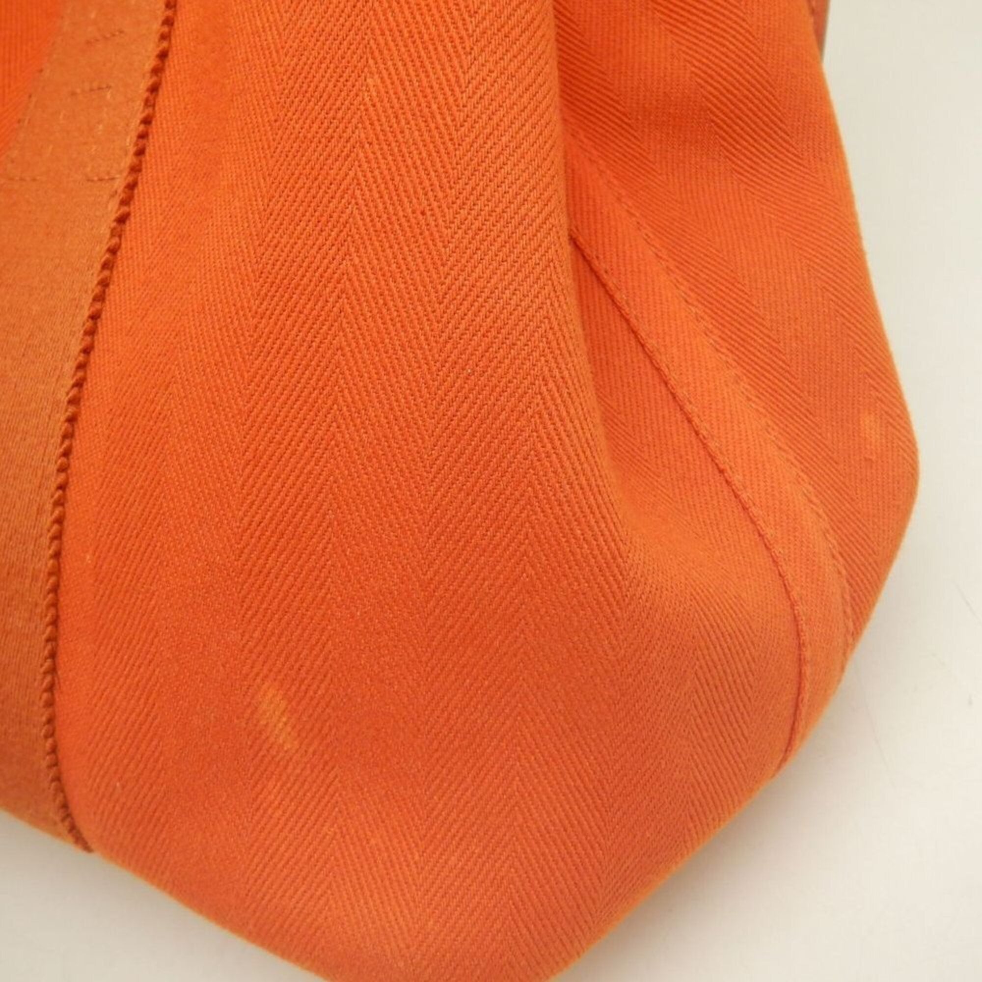 Hermes Orange Toile Chevron Leather Handbag (Pre-Owned)