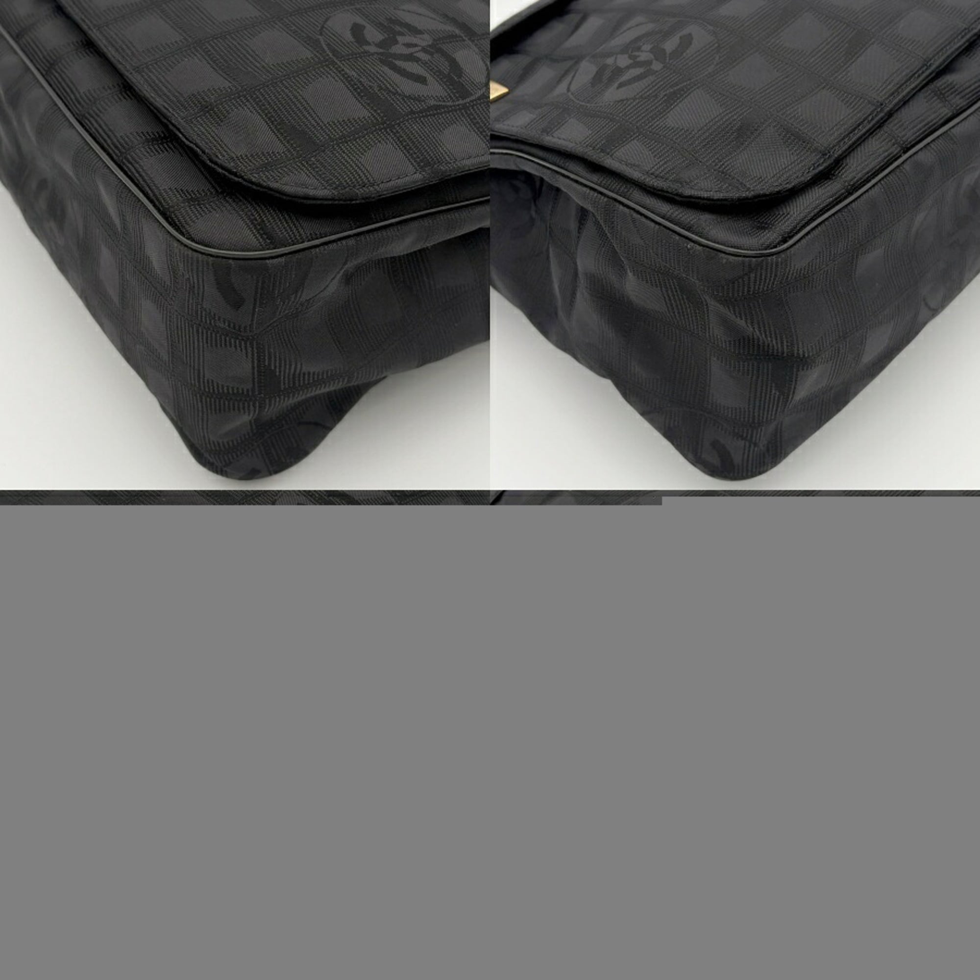 Chanel Black New Travel Line Nylon Jacquard Leather Messenger Bag (Pre-Owned)