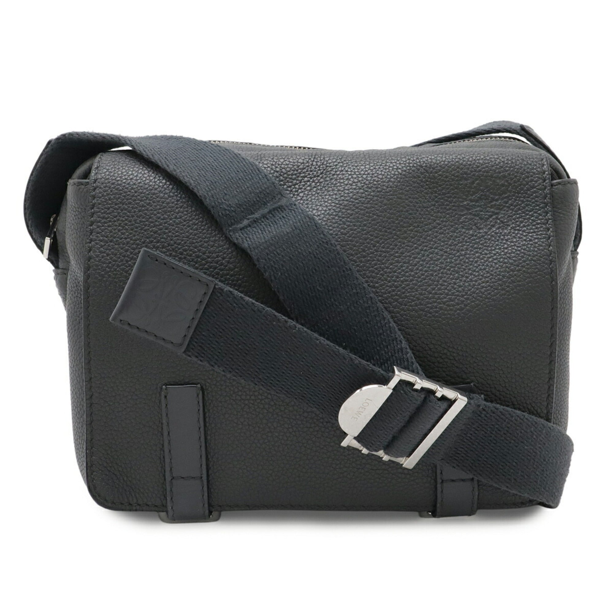 Loewe Gray Leather Messenger Bag Shoulder Bag (Pre-Owned)