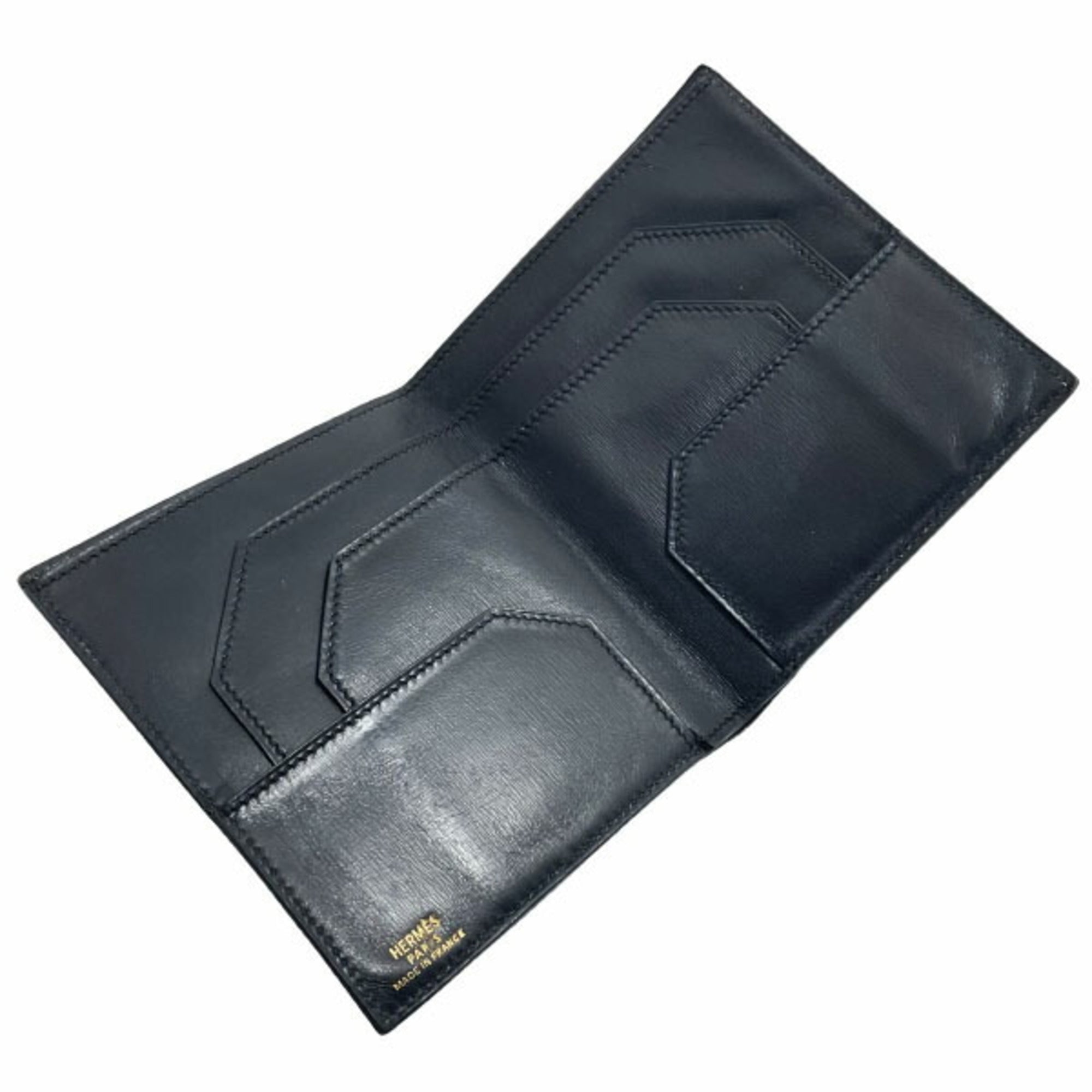 Hermes Kara Black Leather Bill Wallet (Bi-Fold) (Pre-Owned)