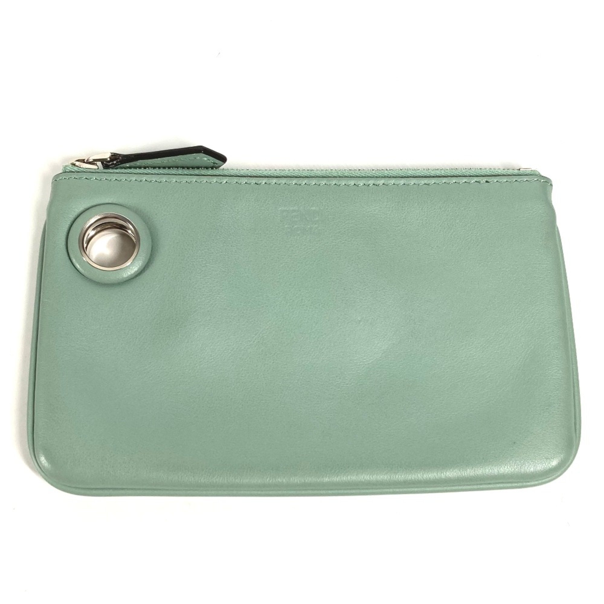 Fendi Green Leather Pouch (Pre-Owned)
