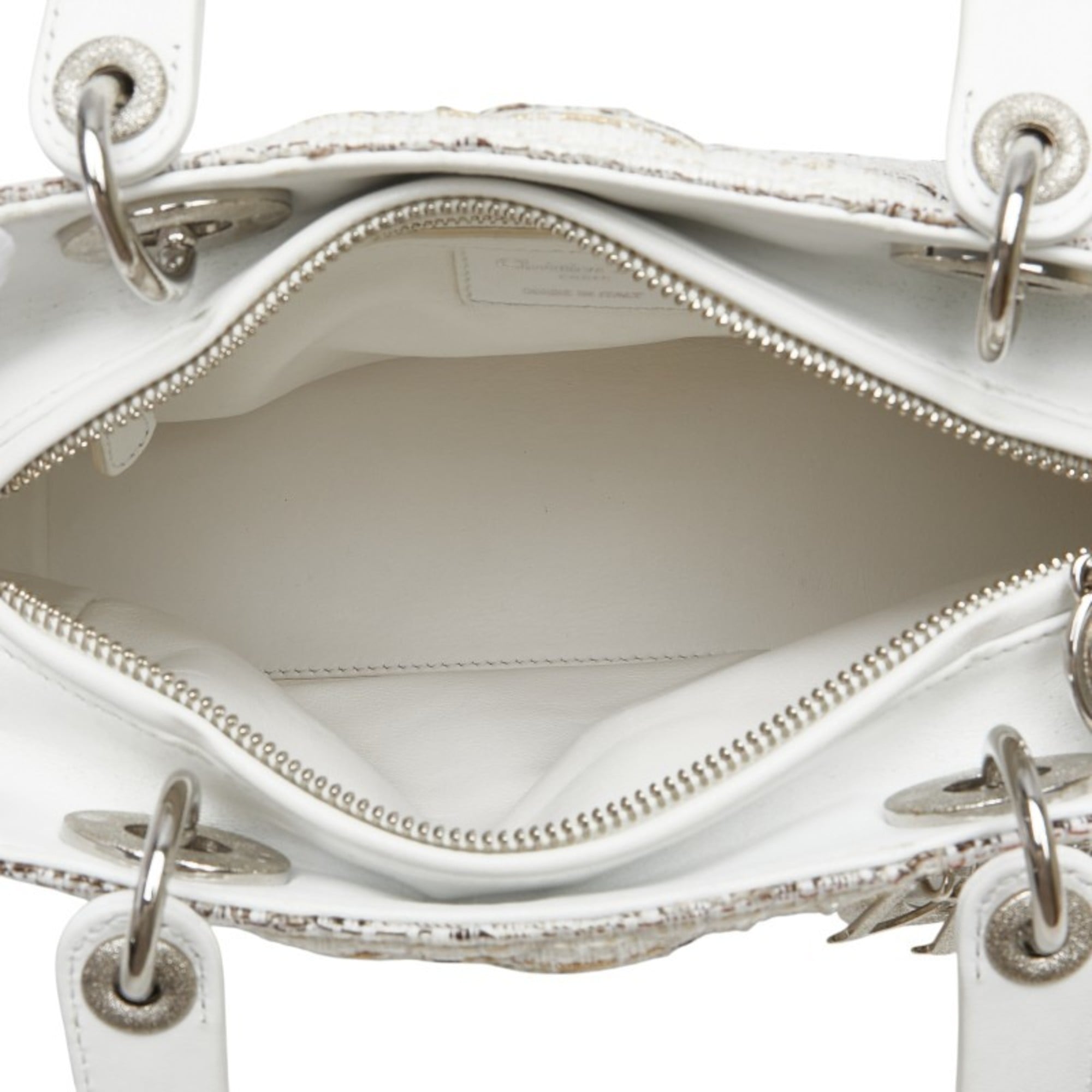 Christian Dior Multi-Color White Canvas Leather Handbag (Pre-Owned)