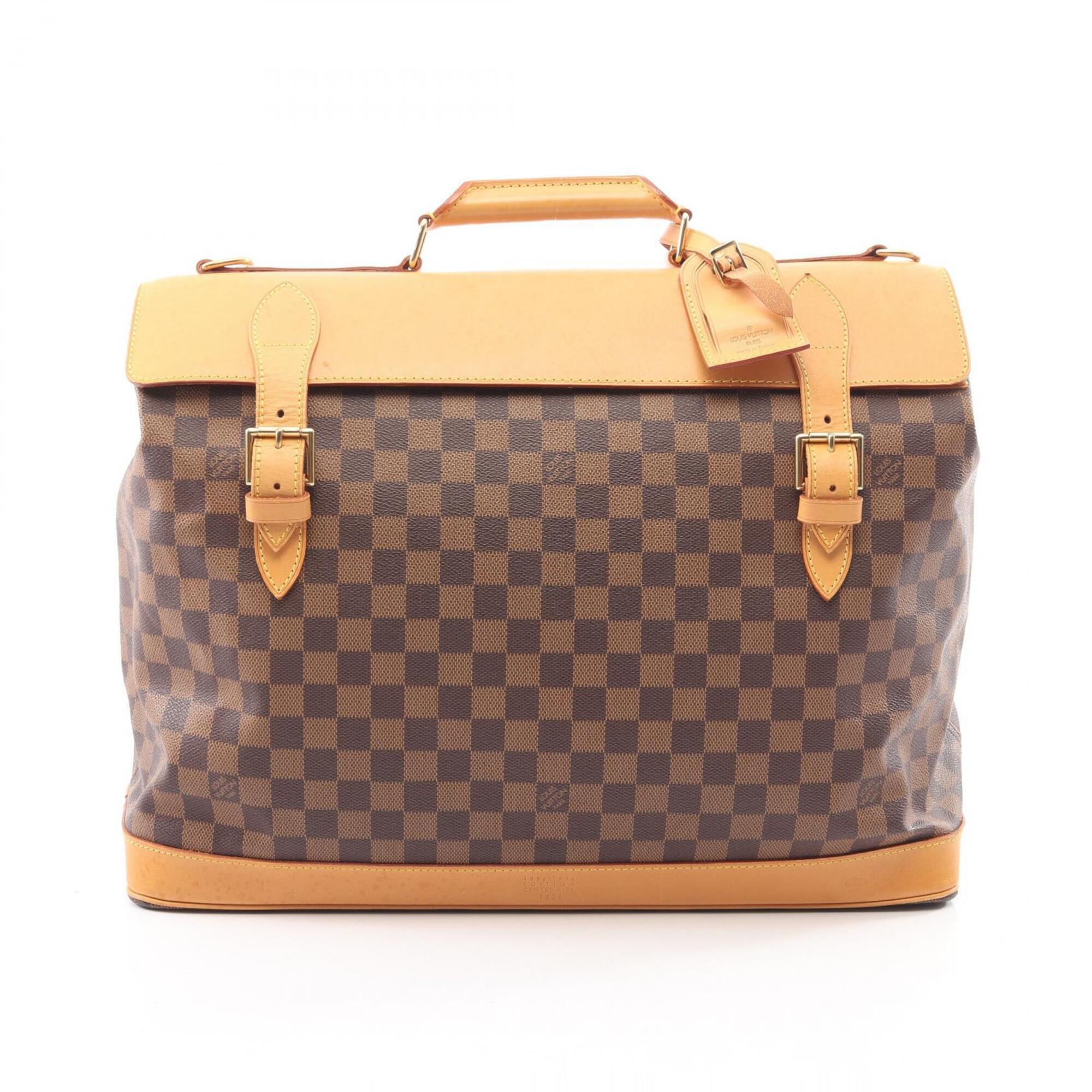 Louis Vuitton Brown Coated Canvas Pvc Damier Canvas Leather Boston Bag Handbag (Pre-Owned)