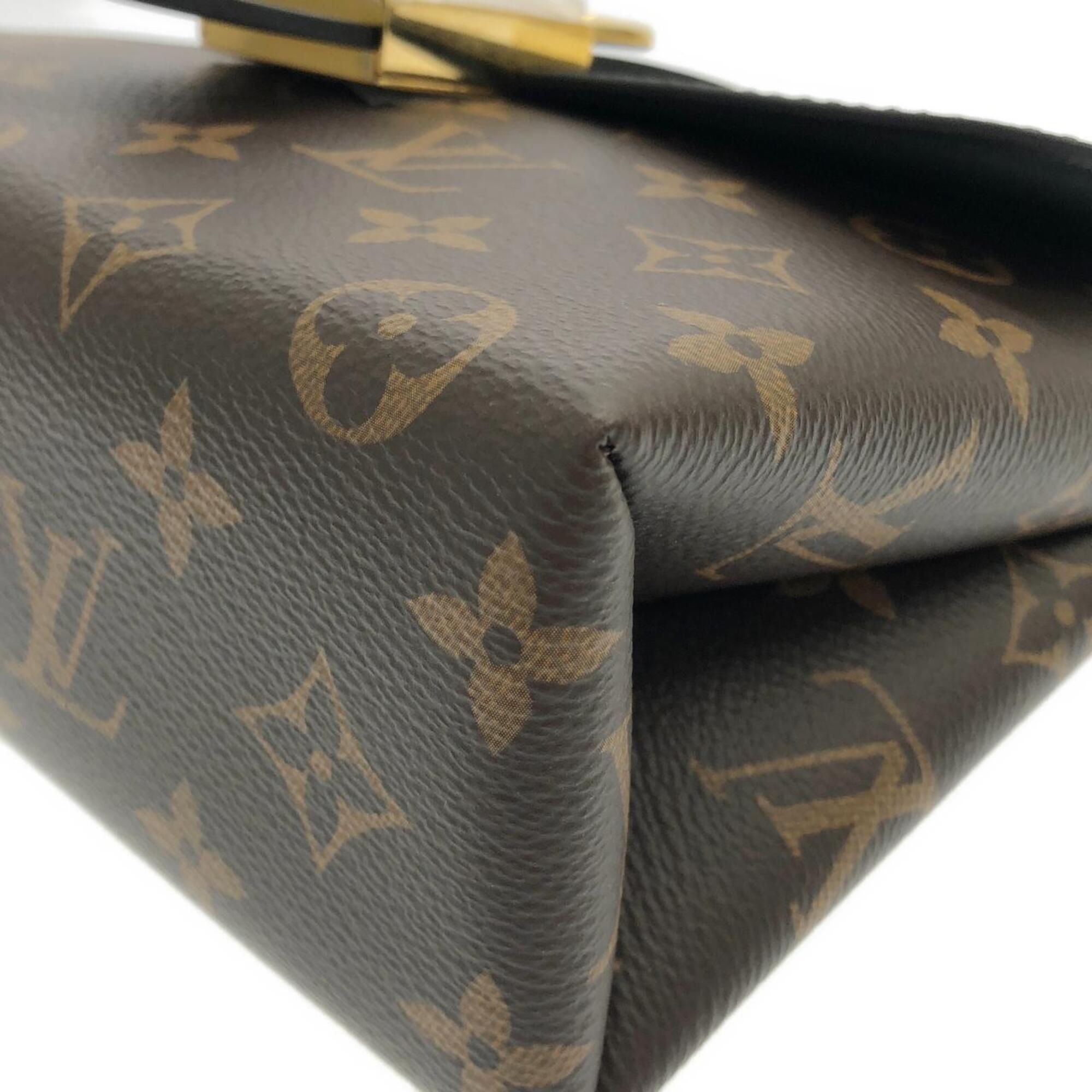 Louis Vuitton Black Brown Coated Canvas Leather Handbag (Pre-Owned)