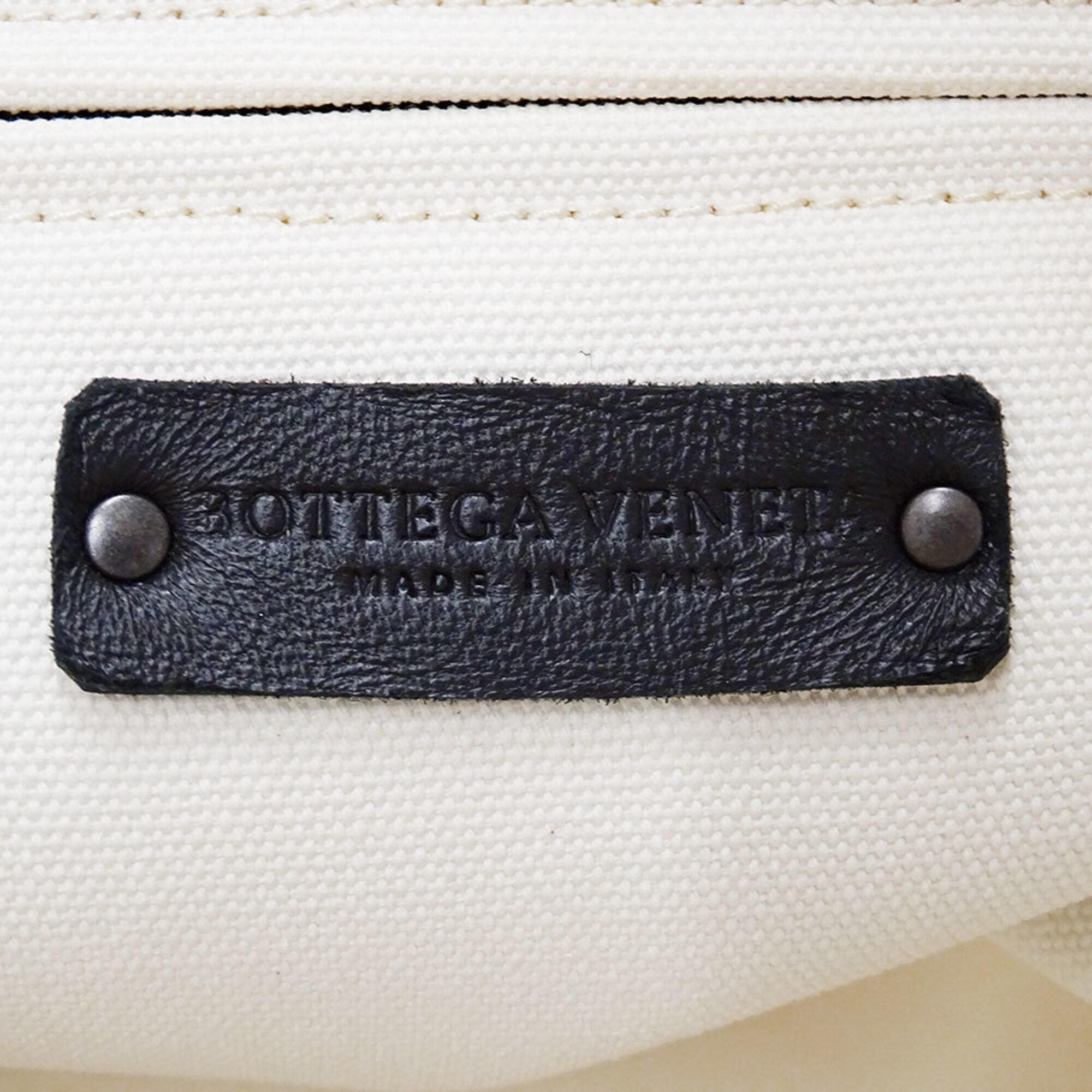 Bottega Veneta Blue Ivory Canvas Handbag Shoulder Bag Tote Bag (Pre-Owned)