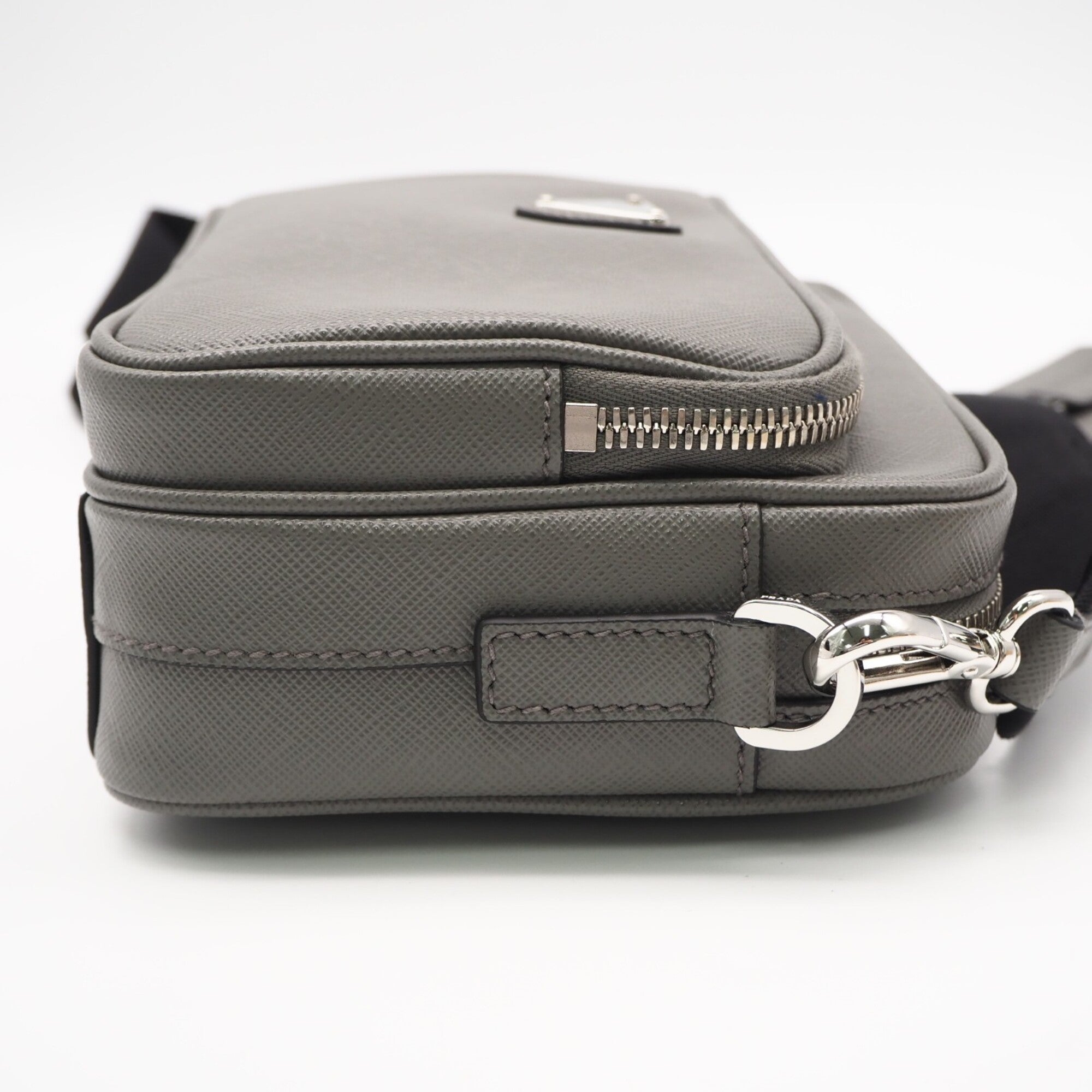 Prada Saffiano Gray Saffiano Shoulder Bag (Pre-Owned)