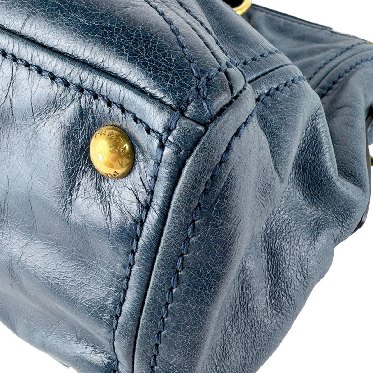 Prada Green Leather Handbag Shoulder Bag (Pre-Owned)