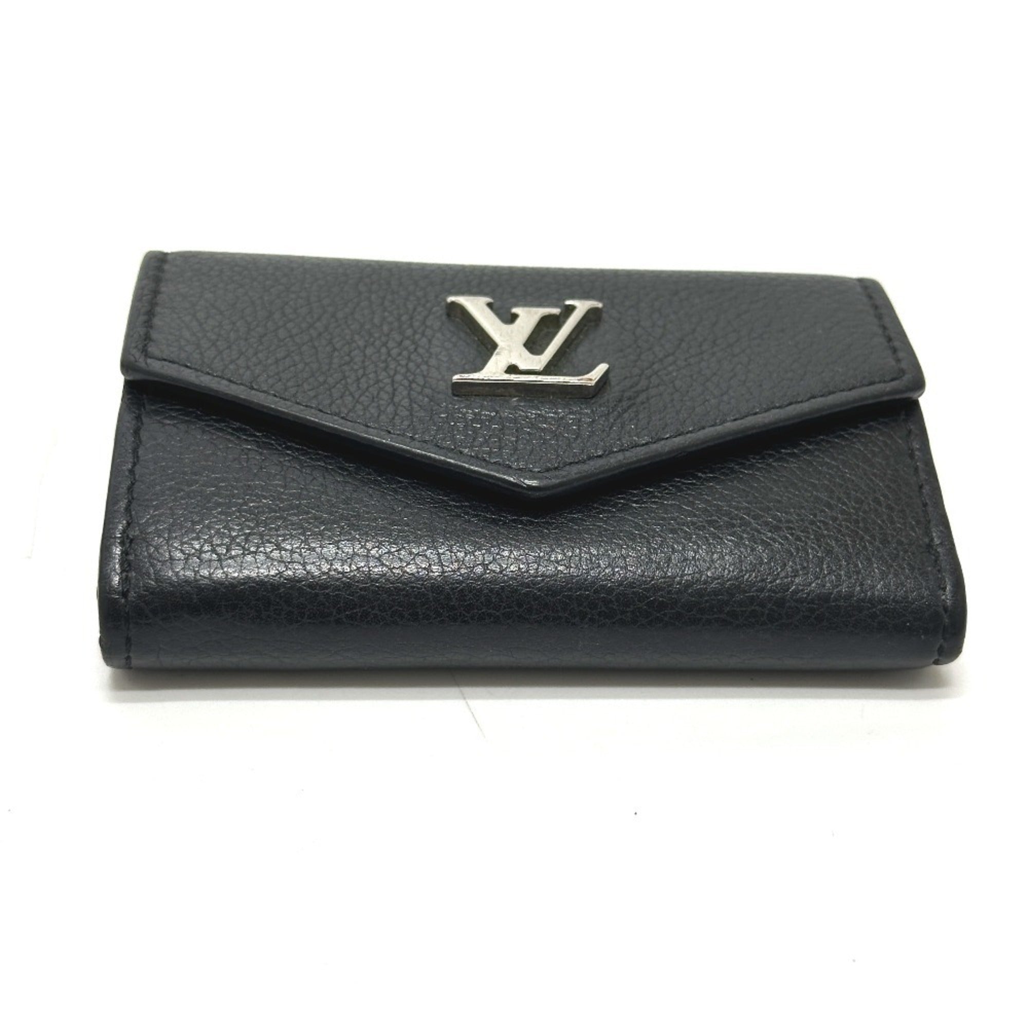 Louis Vuitton Black Leather Wallet (Tri-Fold) (Pre-Owned)
