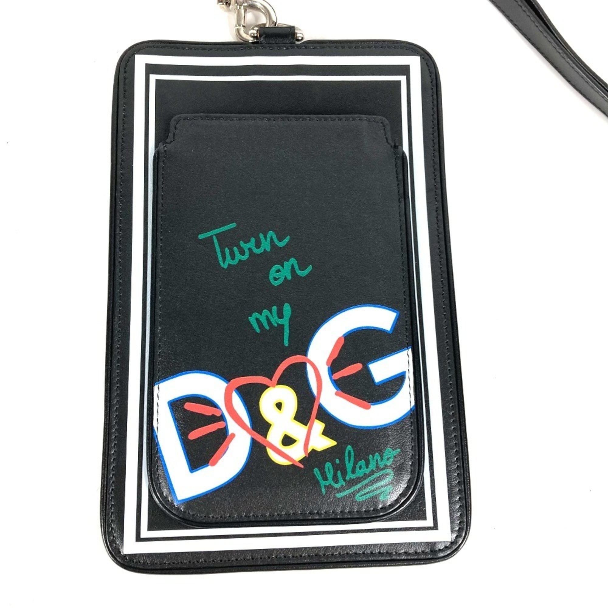 Dolce & Gabbana Black Leather Handbag Pouch (Pre-Owned)