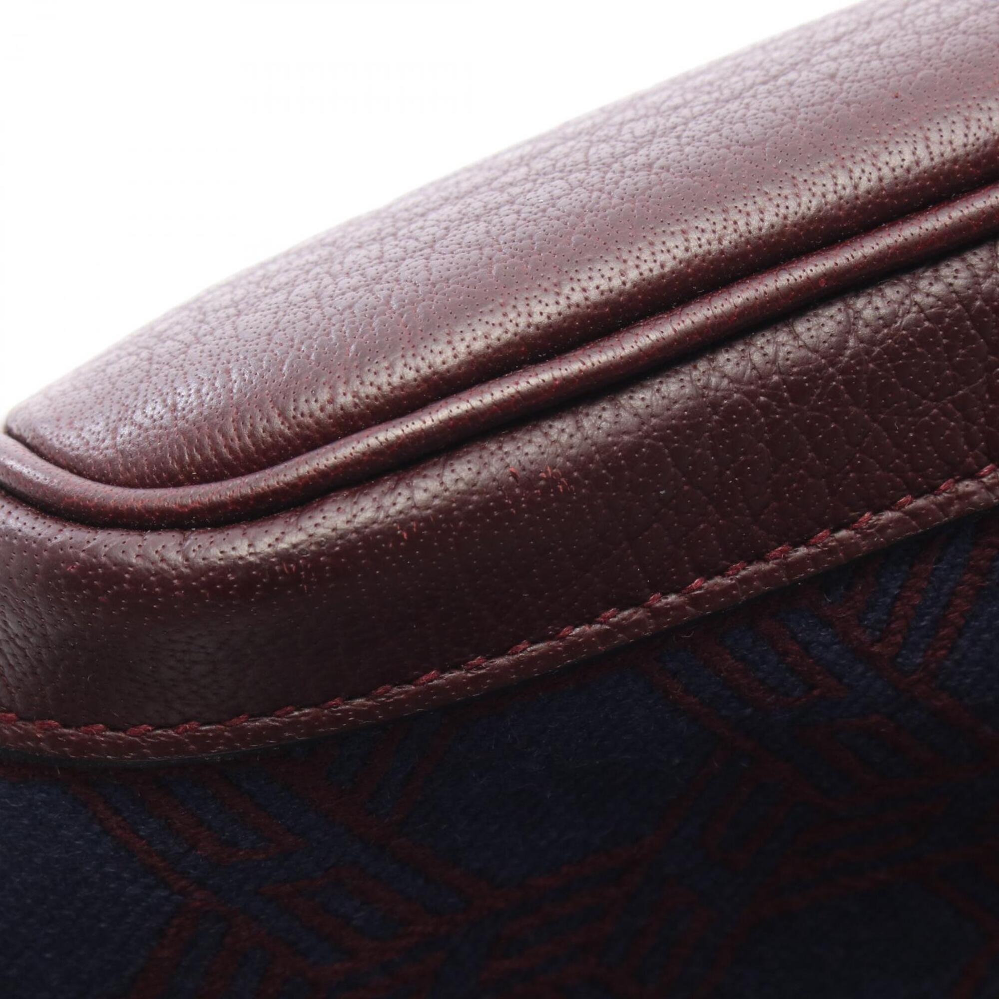 Hermes Bordeaux Navy Canvas Negonda Leather Handbag Tote Bag (Pre-Owned)