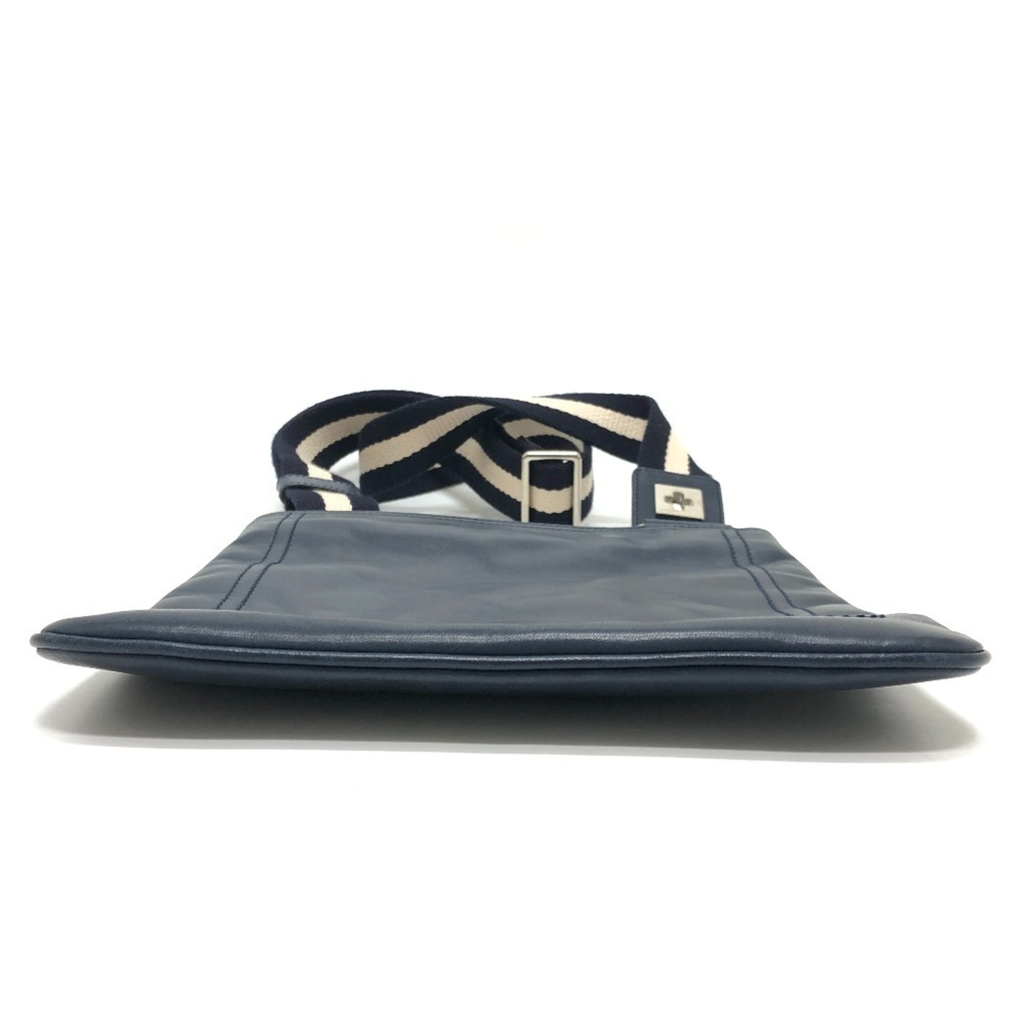 Bally Navy Leather Handbag Shoulder Bag (Pre-Owned)