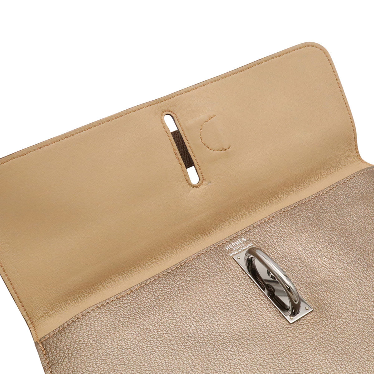 Hermes Gold Khaki Chevre Leather Clutch Bag (Pre-Owned)