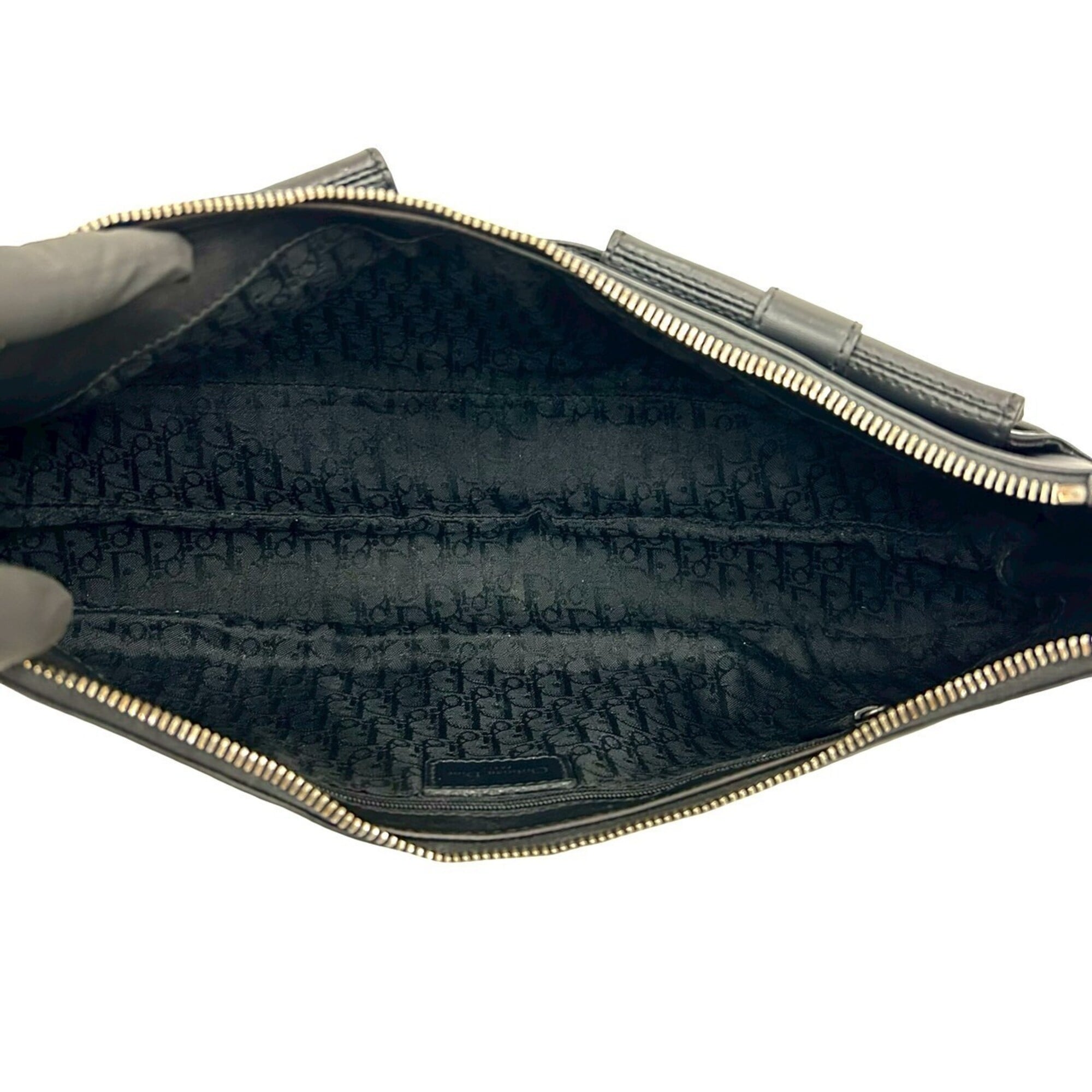 Christian Dior Black Leather Handbag Shoulder Bag (Pre-Owned)