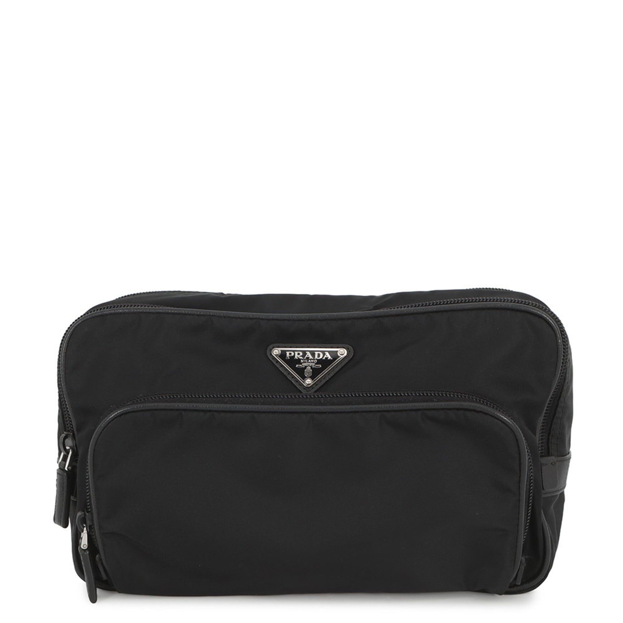 Prada Black Nylon Clutch Bag Handbag (Pre-Owned)