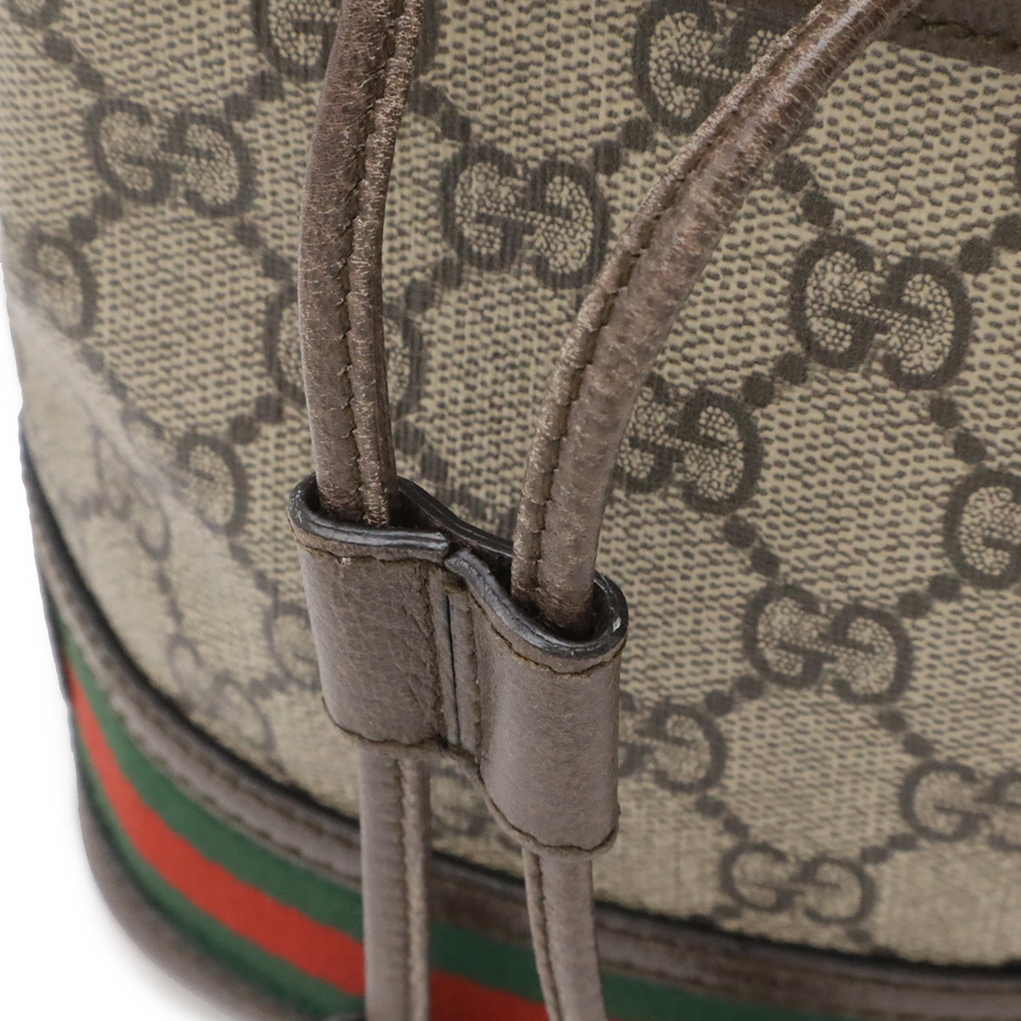 Gucci Beige Brown Green Red Color Gg Supreme Canvas Leather Shoulder Bag (Pre-Owned)