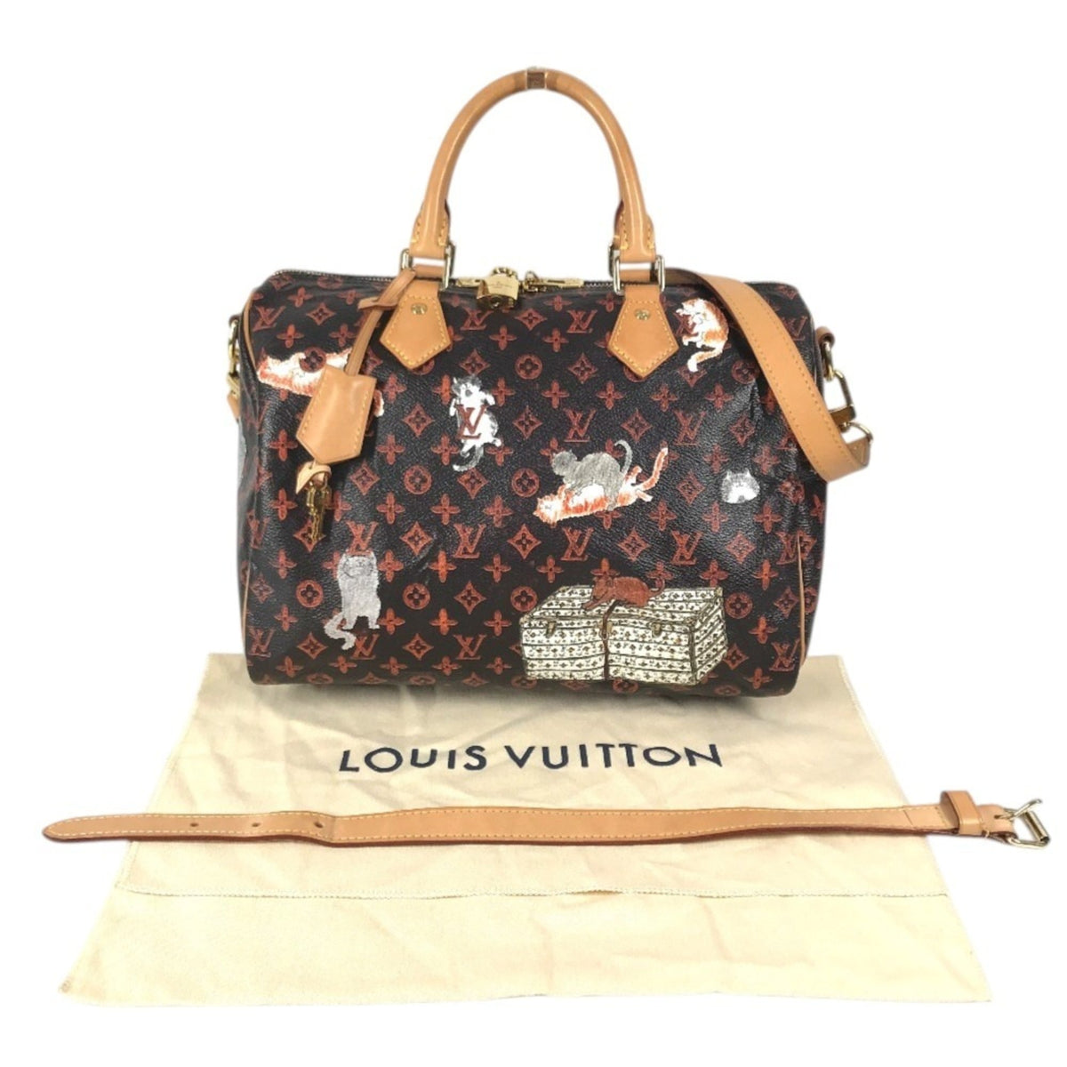 Louis Vuitton Brown Orange Monogram Canvas Boston Bag Handbag Shoulder Bag (Pre-Owned)