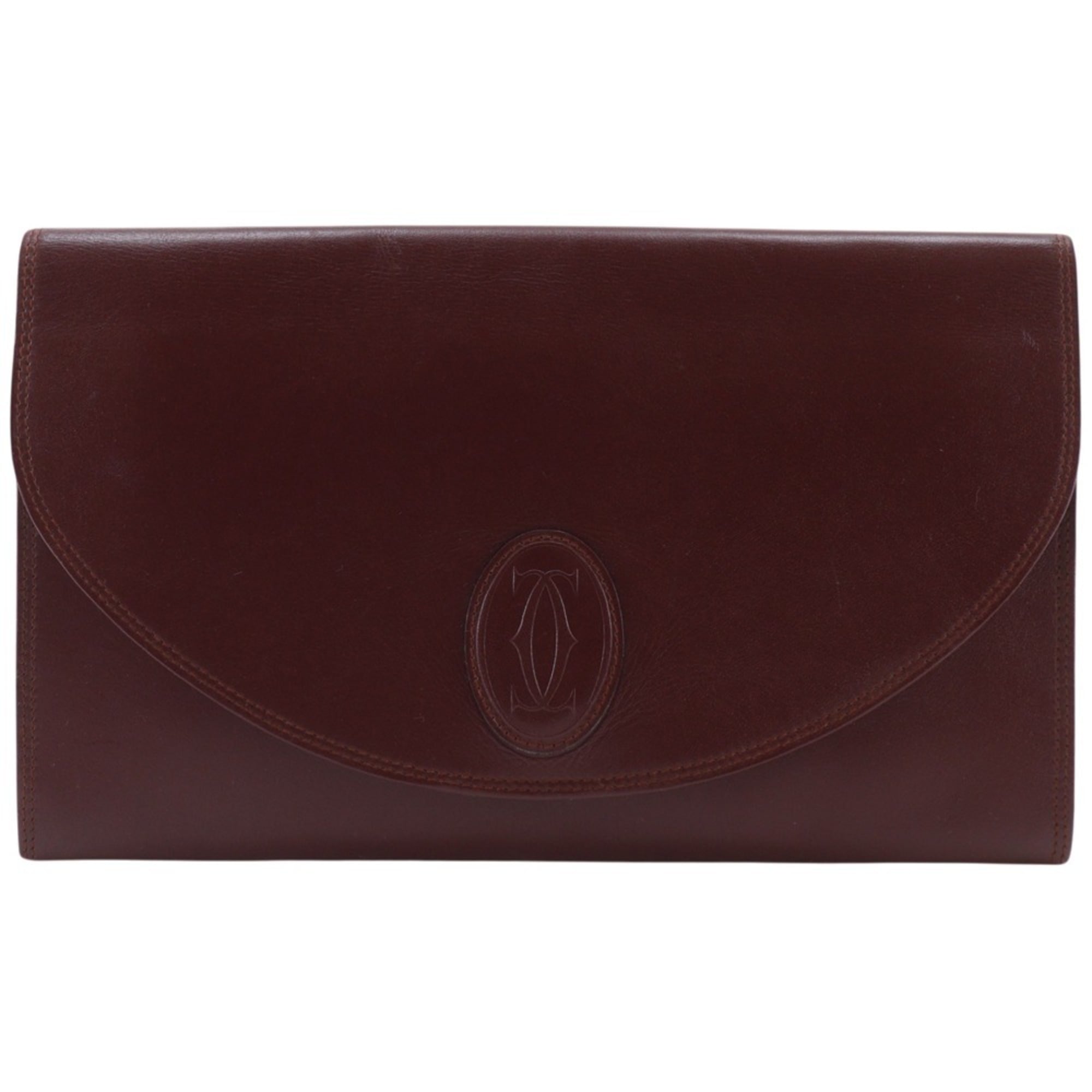 Cartier Must Bordeaux Leather Clutch Bag (Pre-Owned)