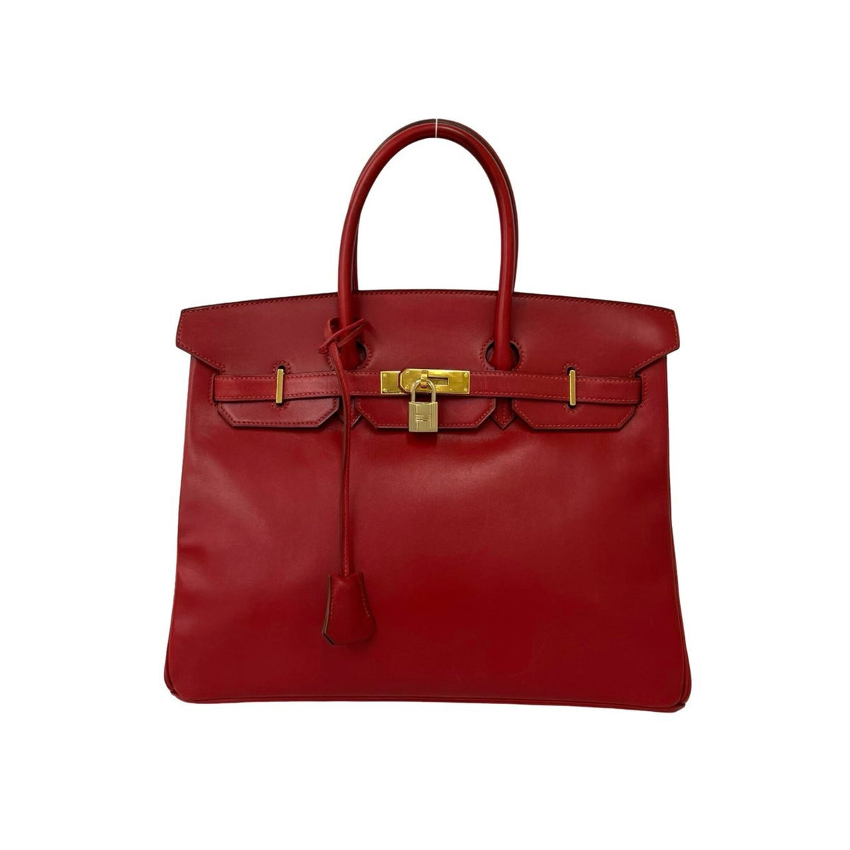 Hermes Red Color Box Calf Leather Handbag (Pre-Owned)