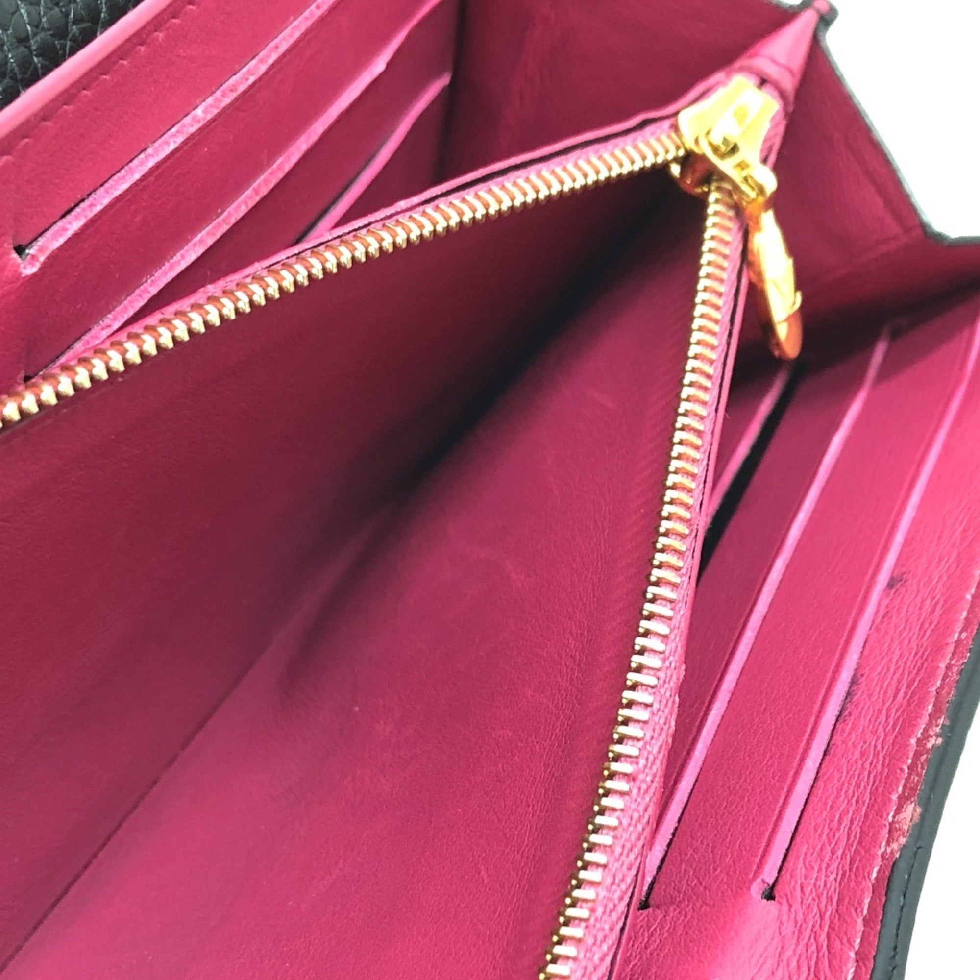 Louis Vuitton Black Leather Long Wallet (Bi-Fold) (Pre-Owned)