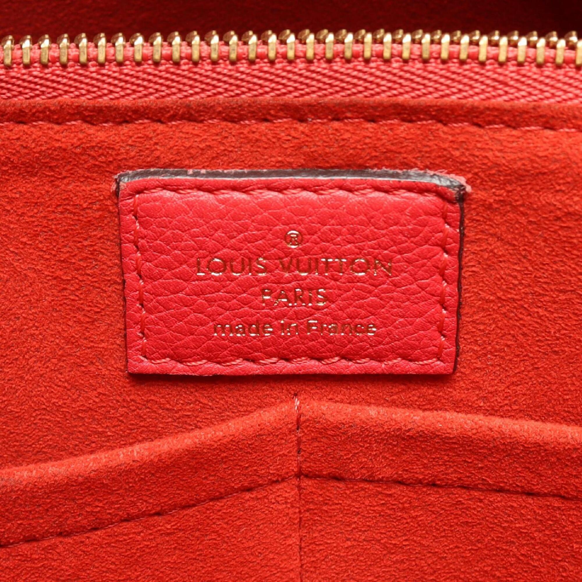Louis Vuitton Brown Monogram Red Color Coated Canvas Leather Handbag Tote Bag (Pre-Owned)