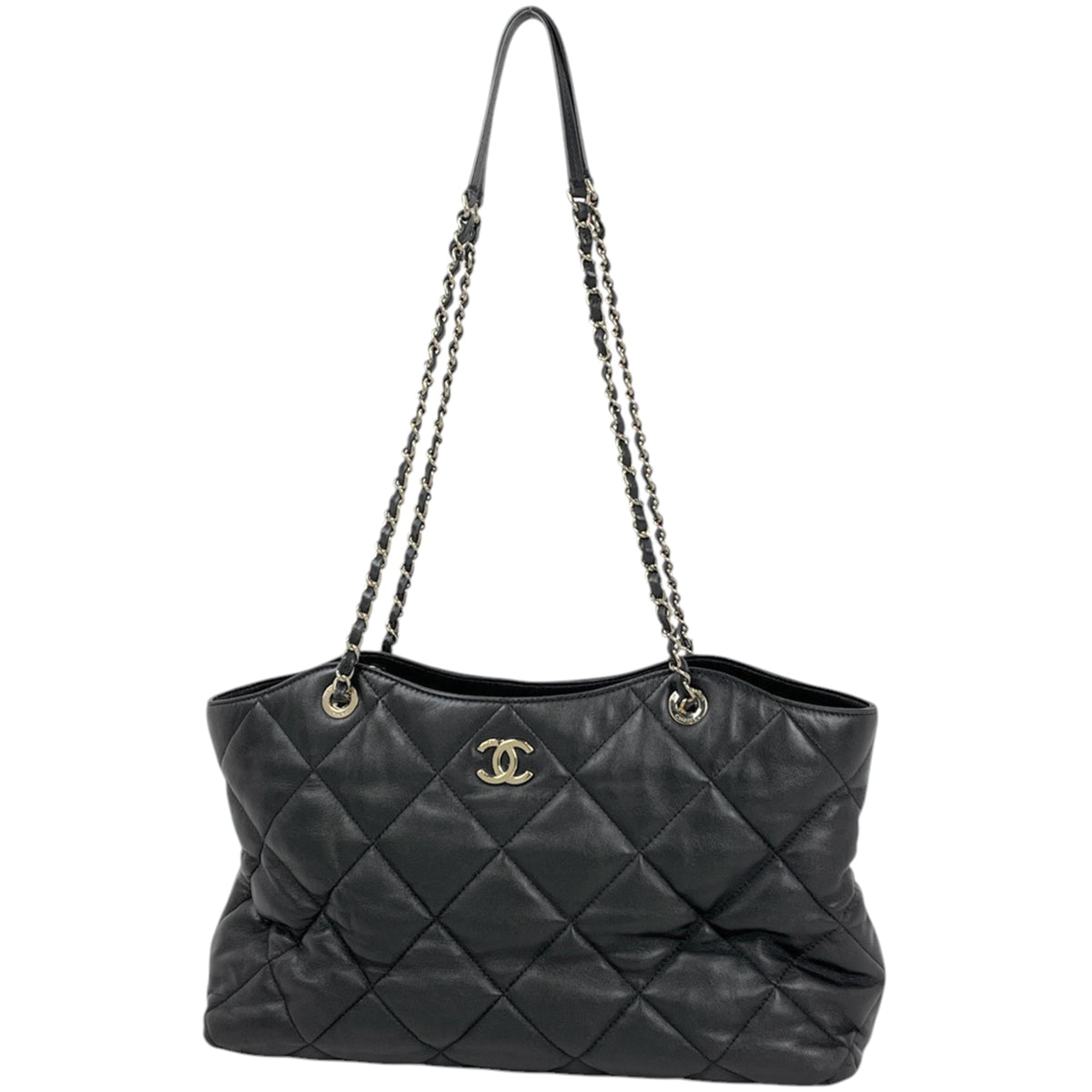 Chanel Matelasse Black Leather Tote Bag (Pre-Owned)