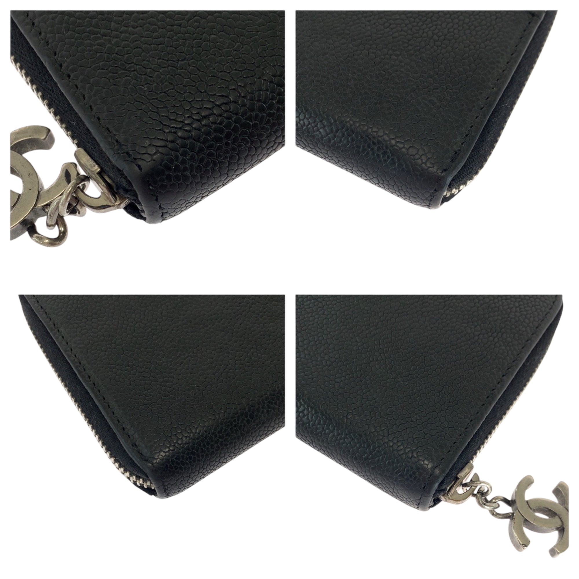 Chanel Black Grained Calfskin Long Wallet (Bi-Fold) (Pre-Owned)
