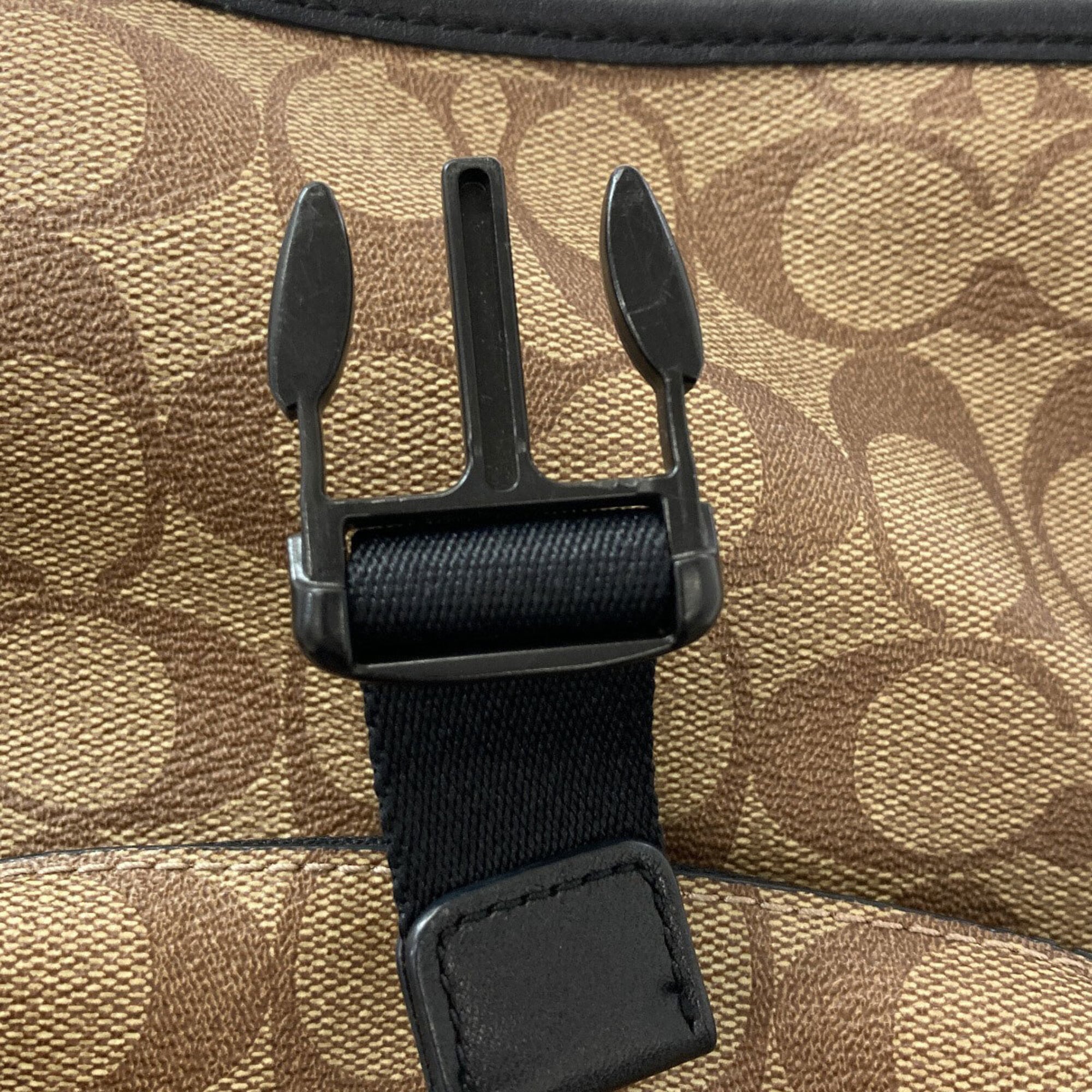Coach Black Brown Signature Line Sling Bag (Pre-Owned)