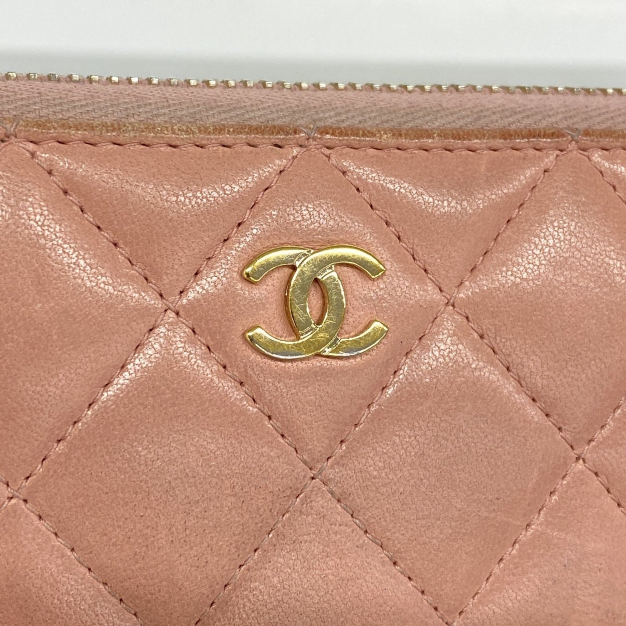 Chanel Pink Leather Long Wallet (Bi-Fold) (Pre-Owned)