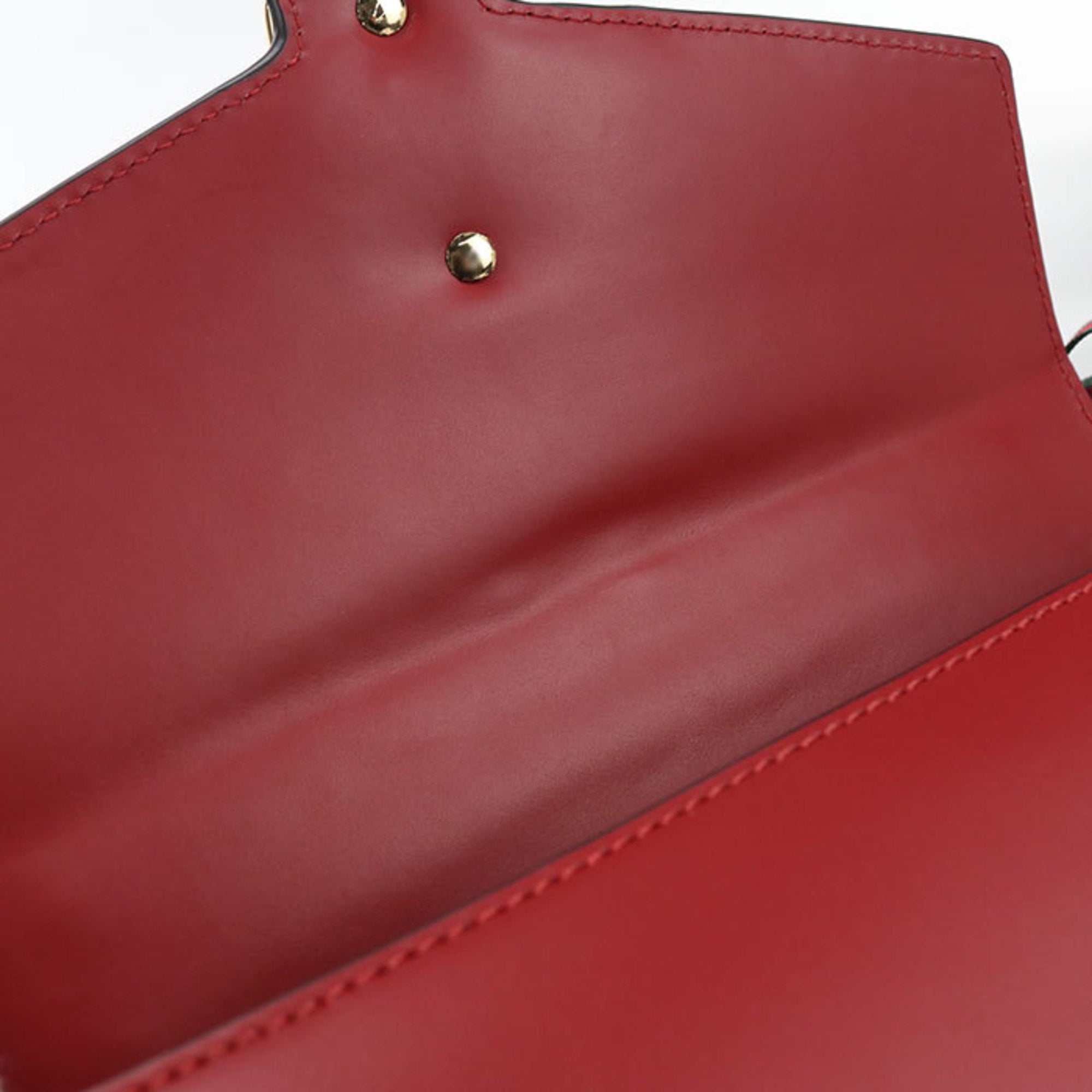 Gucci Red Color Leather Shoulder Bag (Pre-Owned)