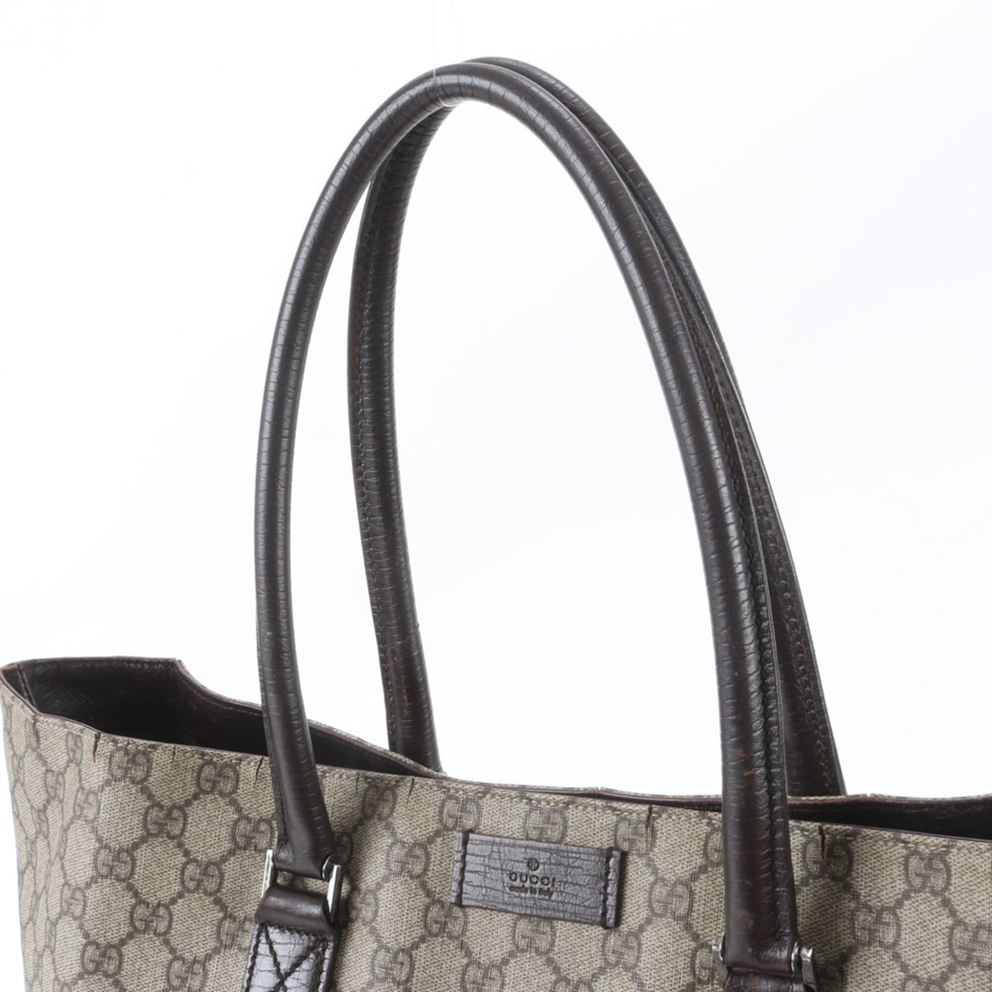 Gucci Beige Brown Leather Coated Canvas Shoulder Bag Tote Bag (Pre-Owned)