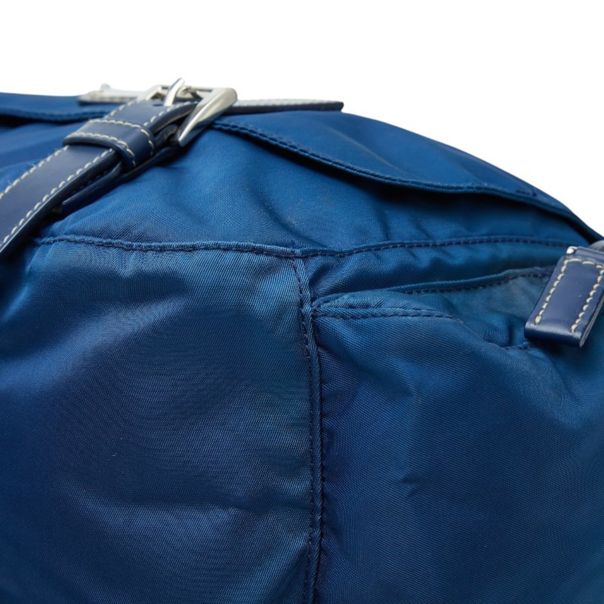 Prada Blue Nylon Leather Shoulder Bag (Pre-Owned)