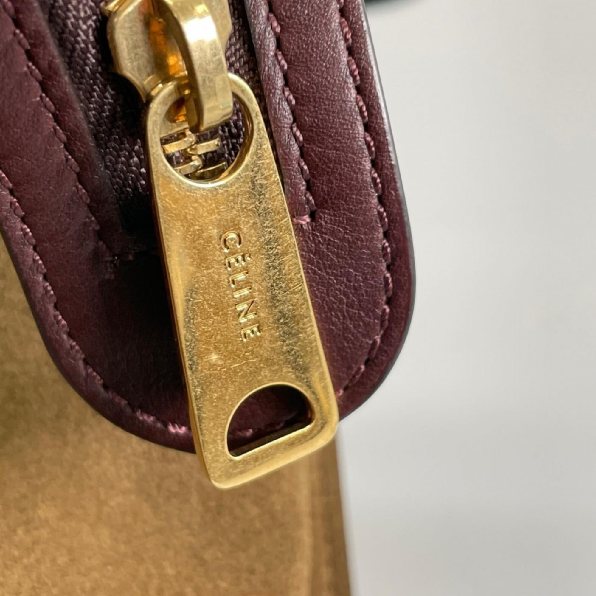 Celine Wine Leather Handbag (Pre-Owned)