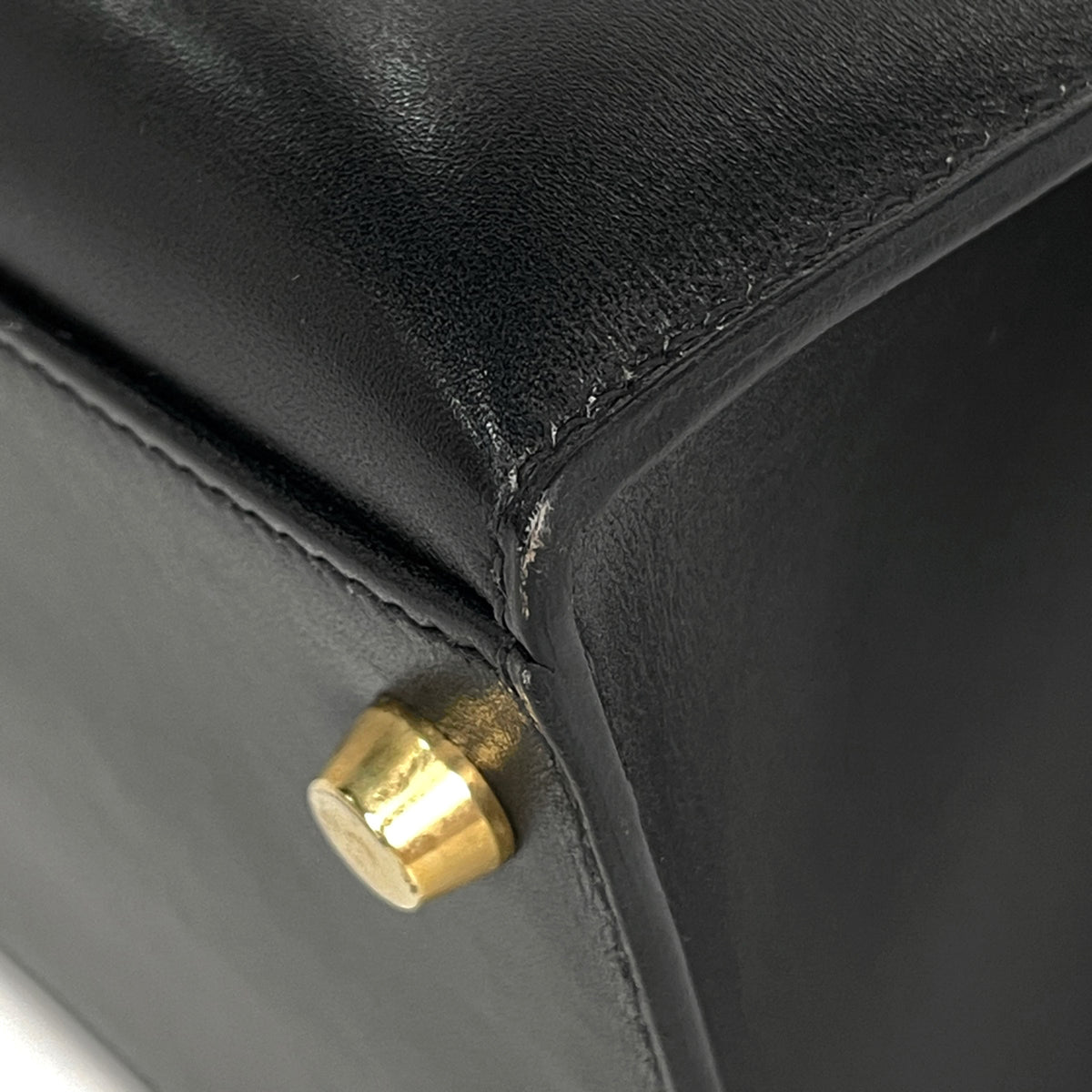 Hermes Kelly Black Box Calf Leather Handbag (Pre-Owned)