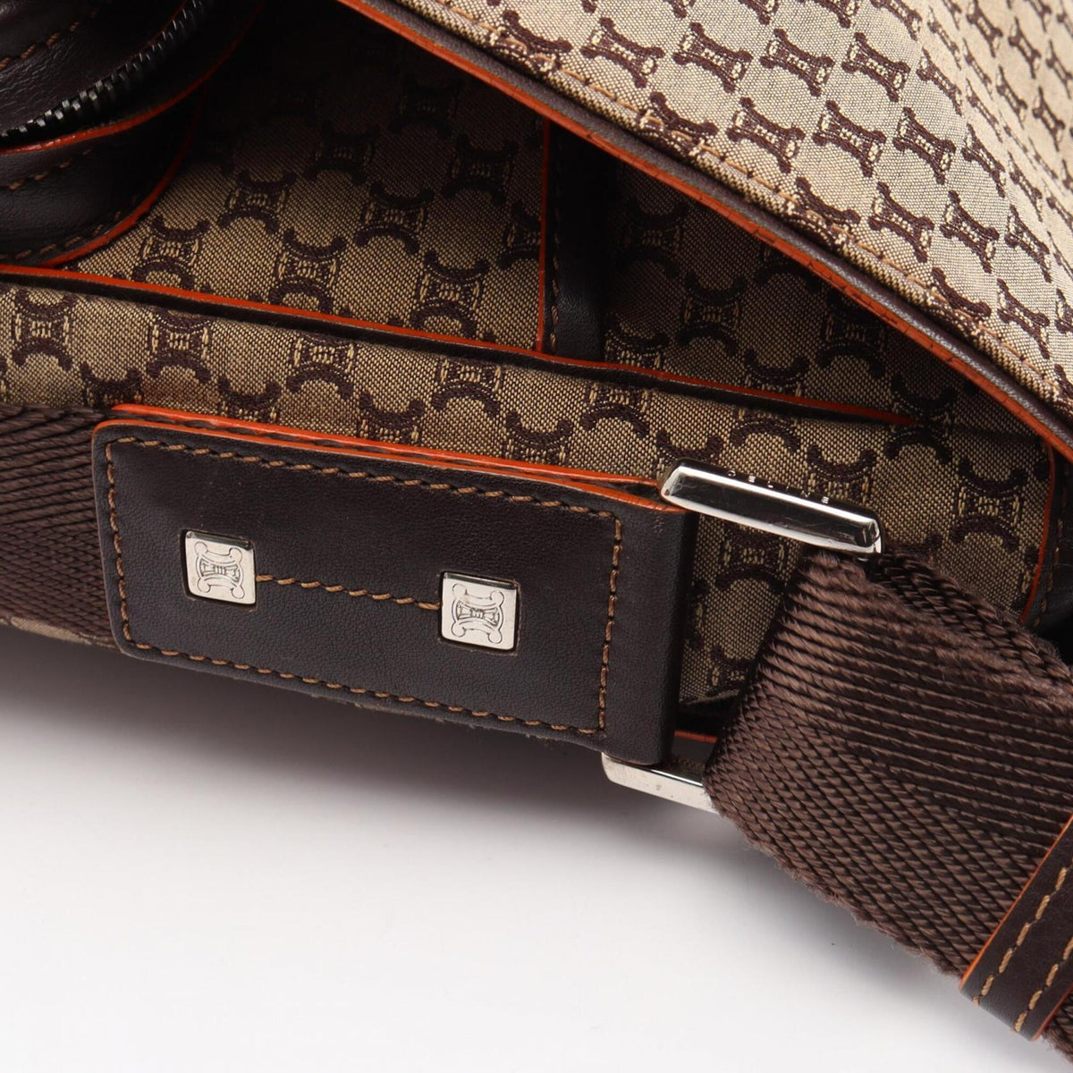 Celine Beige Brown Canvas Leather Handbag Shoulder Bag (Pre-Owned)