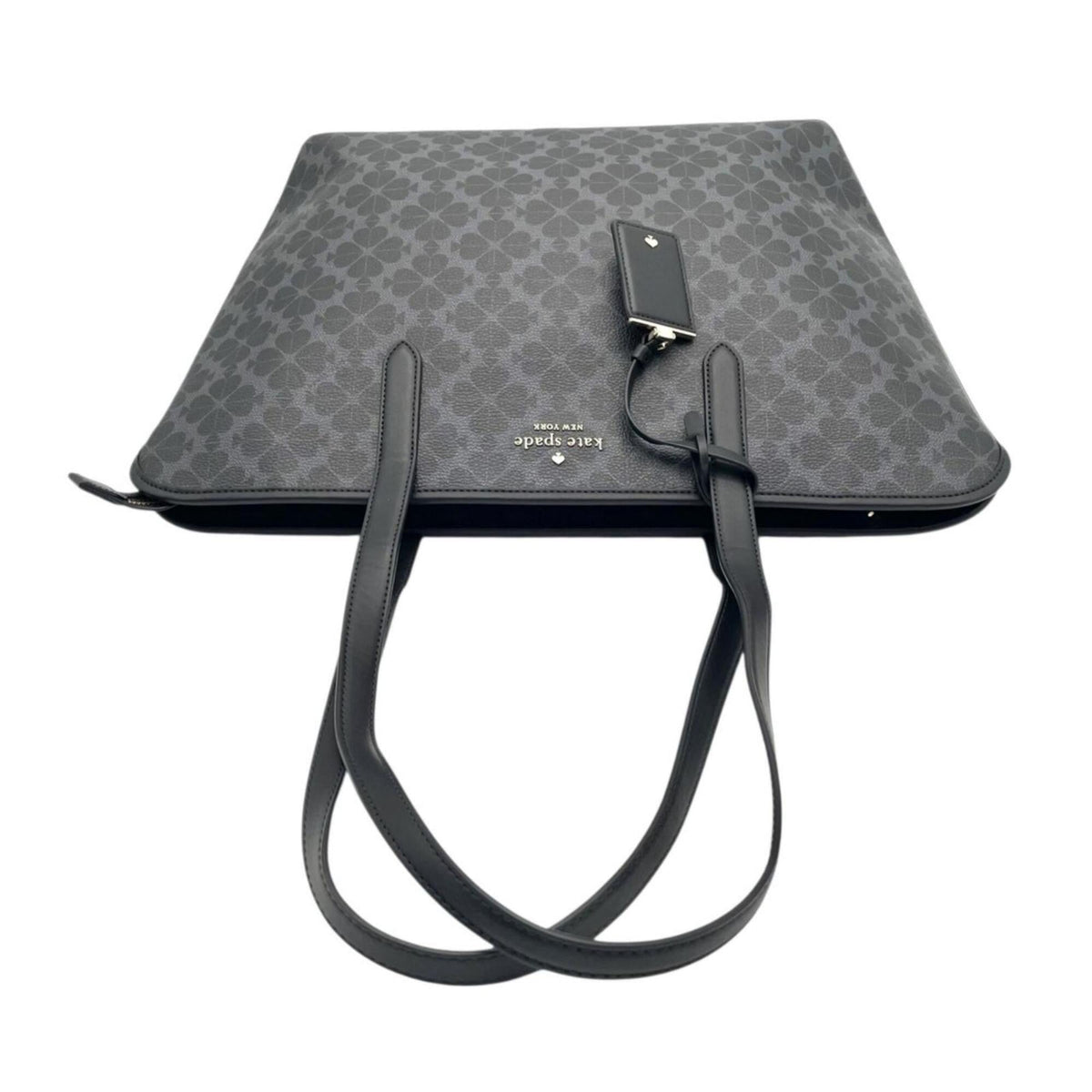 Kate Spade Black Gray Pvc Leather Tote Bag (Pre-Owned)