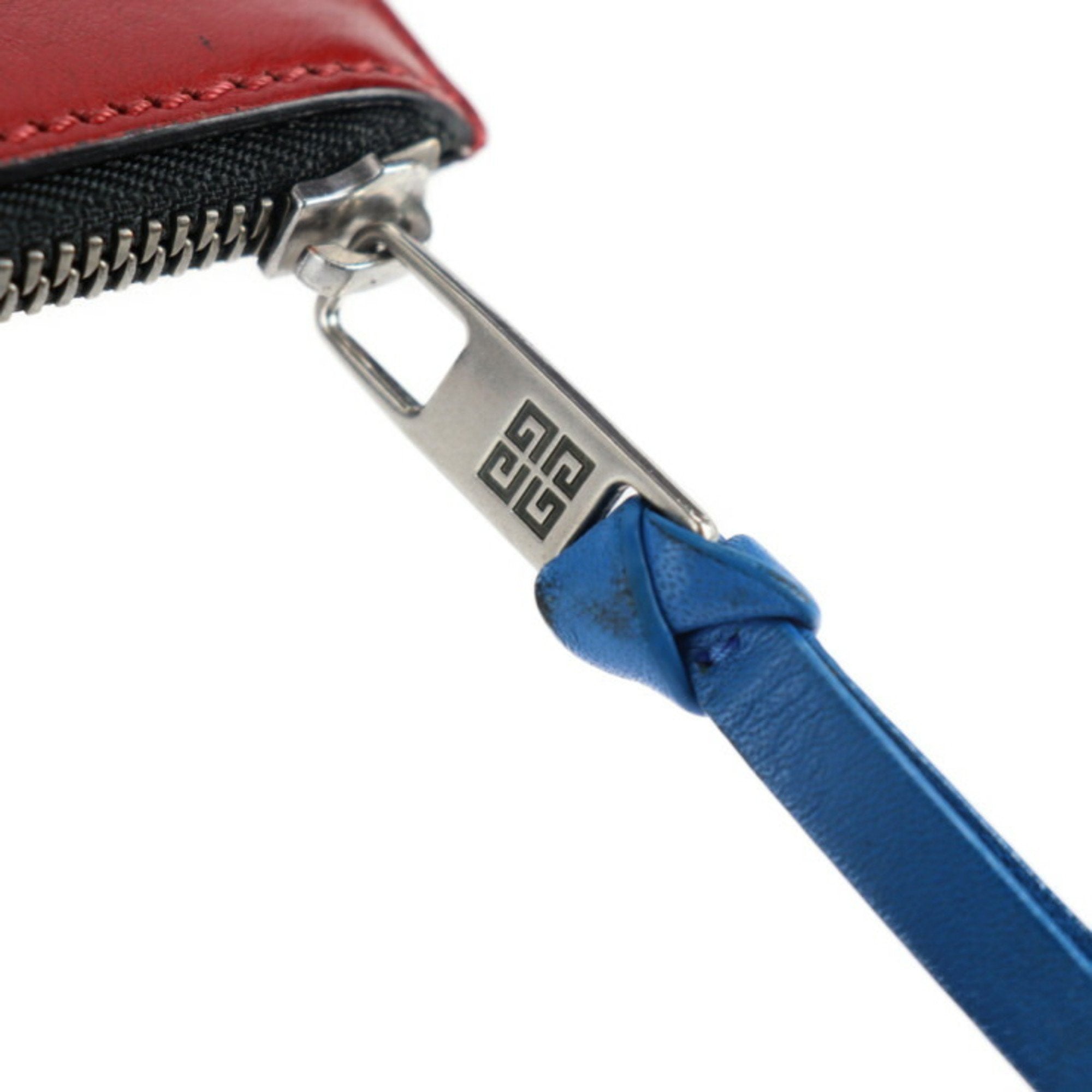 Givenchy Black Red Color White Leather Clutch Bag Handbag Pouch (Pre-Owned)