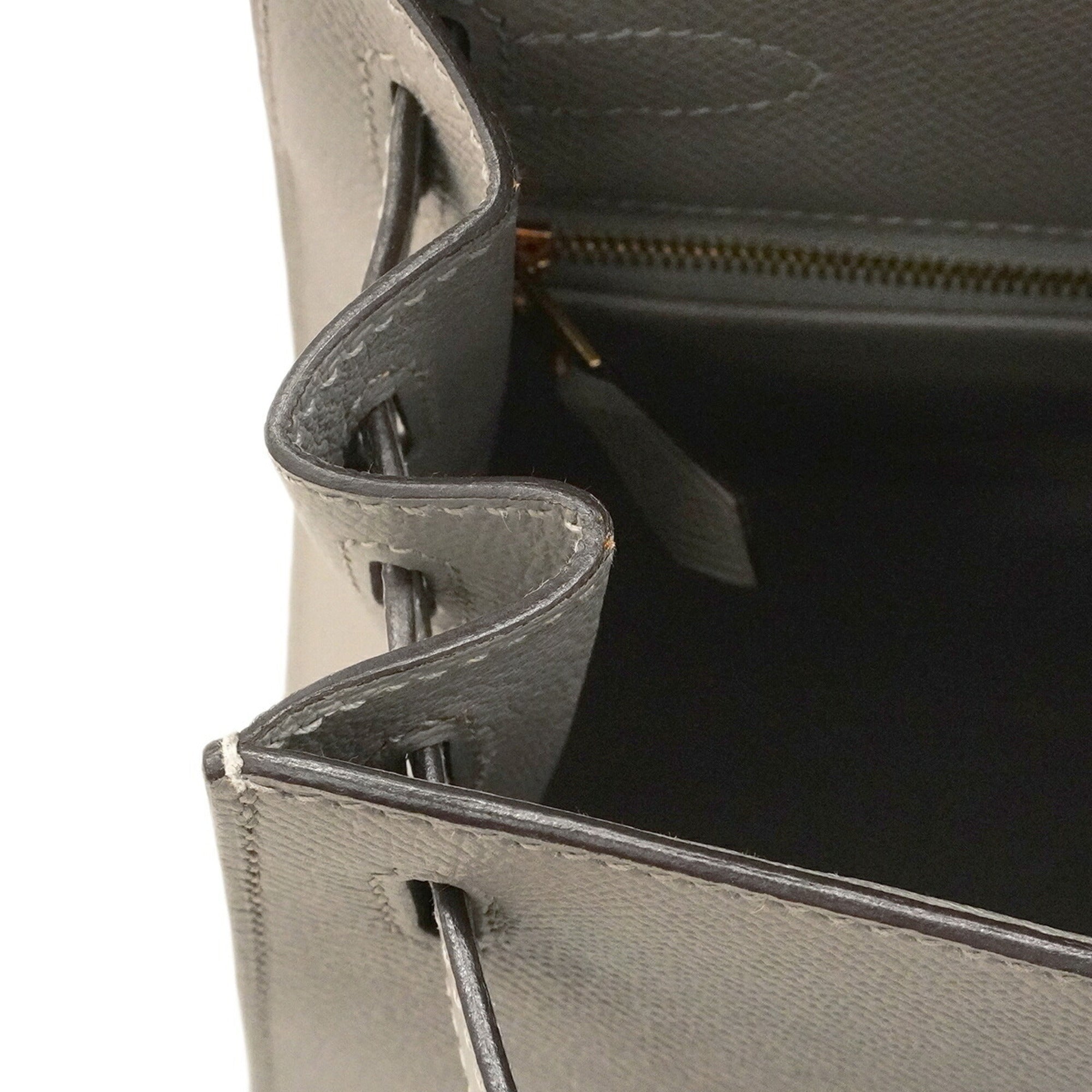 Hermes Gray Leather Handbag (Pre-Owned)