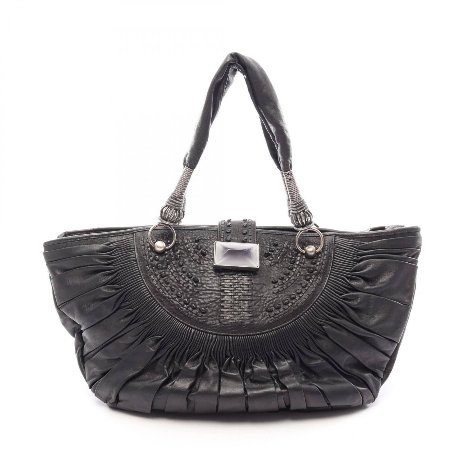 Christian Dior Black Leather Handbag Tote Bag (Pre-Owned)