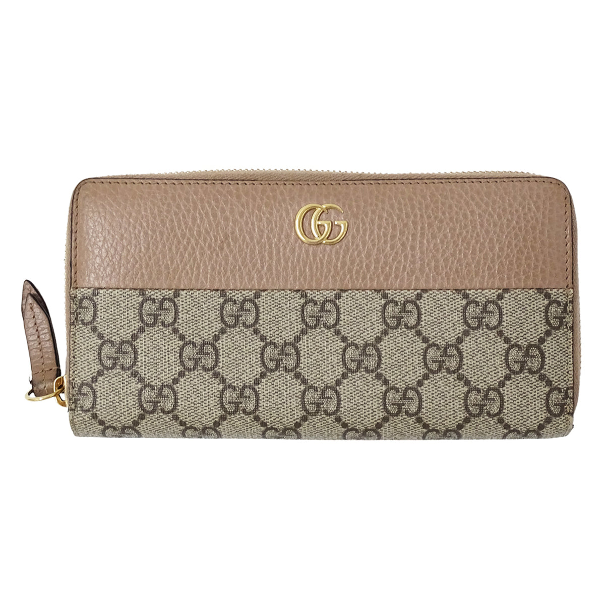 Gucci Gg Supreme Brown Pink Beige Gg Supreme Long Wallet (Bi-Fold) (Pre-Owned)