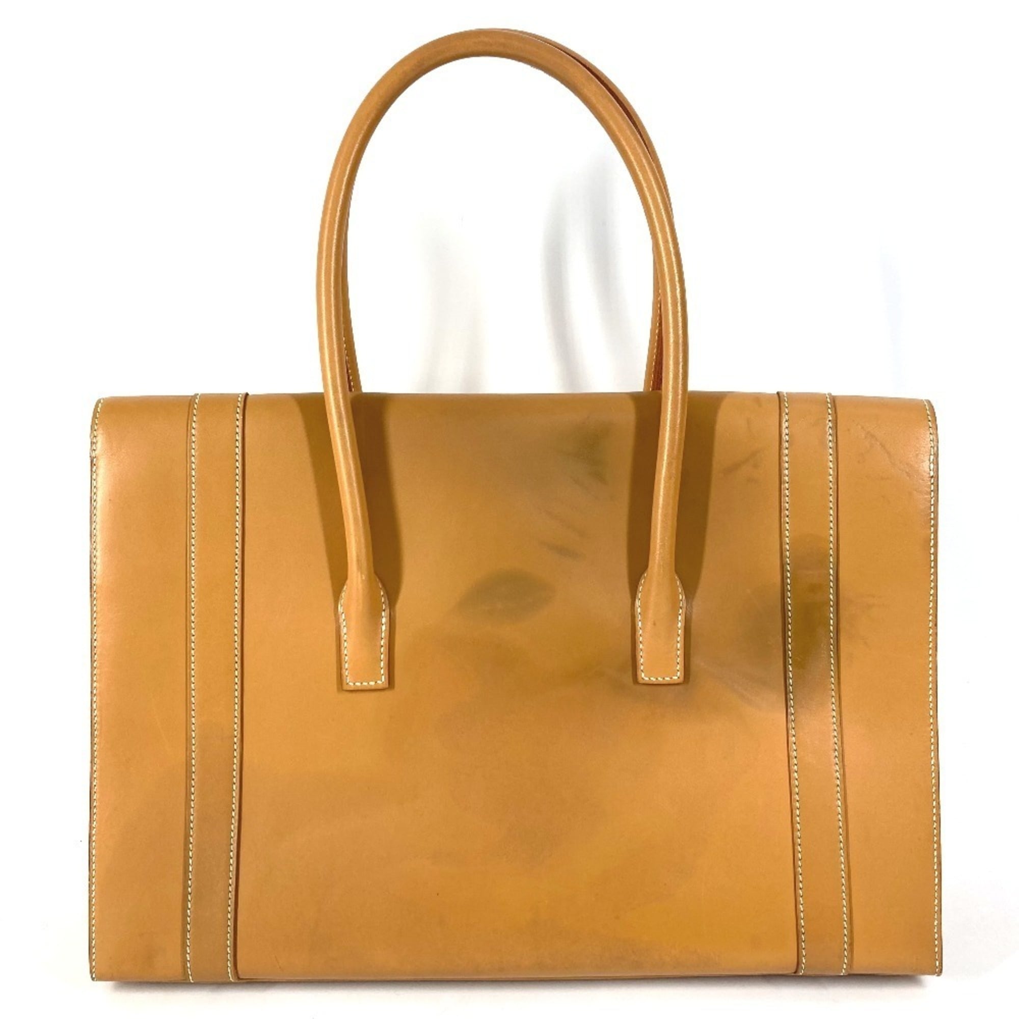 Hermes Natural Box Calf Leather Handbag Tote Bag (Pre-Owned)