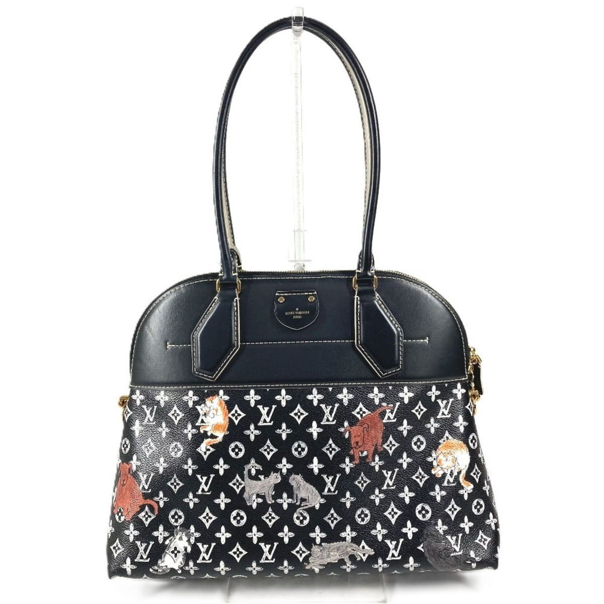 Louis Vuitton Black Noir Leather Shoulder Bag Tote Bag (Pre-Owned)