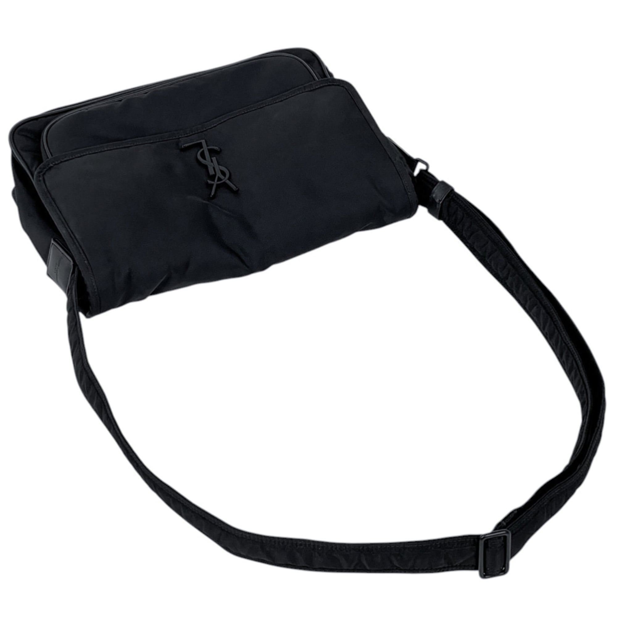 Yves Saint Laurent Black Nylon Messenger Bag Shoulder Bag (Pre-Owned)