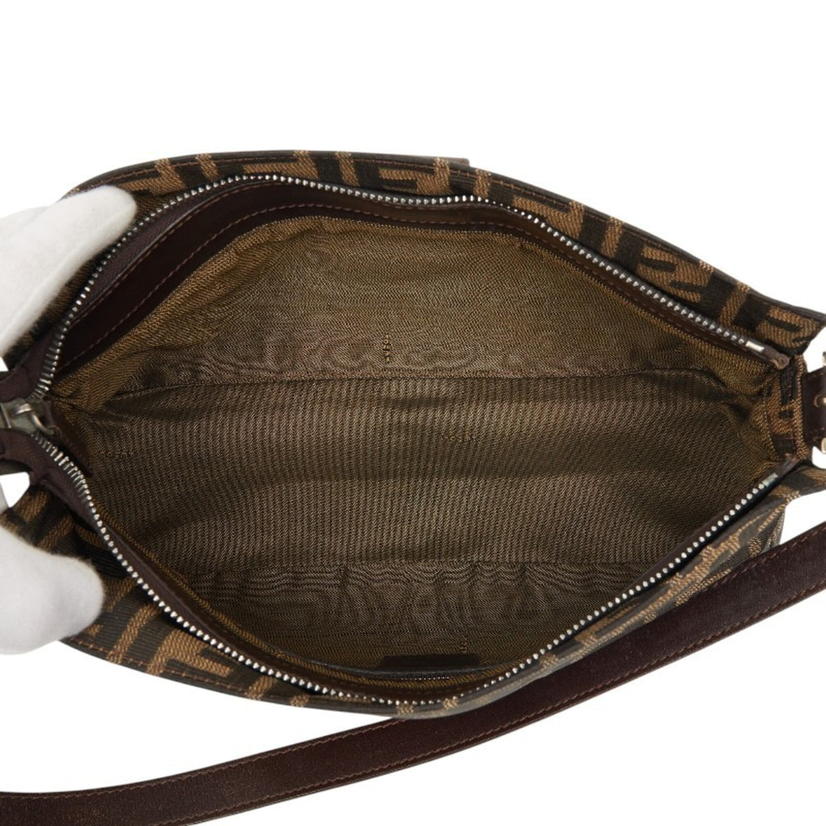 Fendi Brown Canvas Leather Shoulder Bag (Pre-Owned)