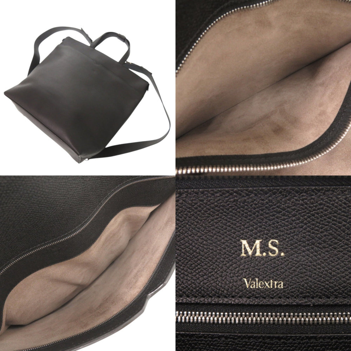 Valextra Black Leather Tote Bag (Pre-Owned)