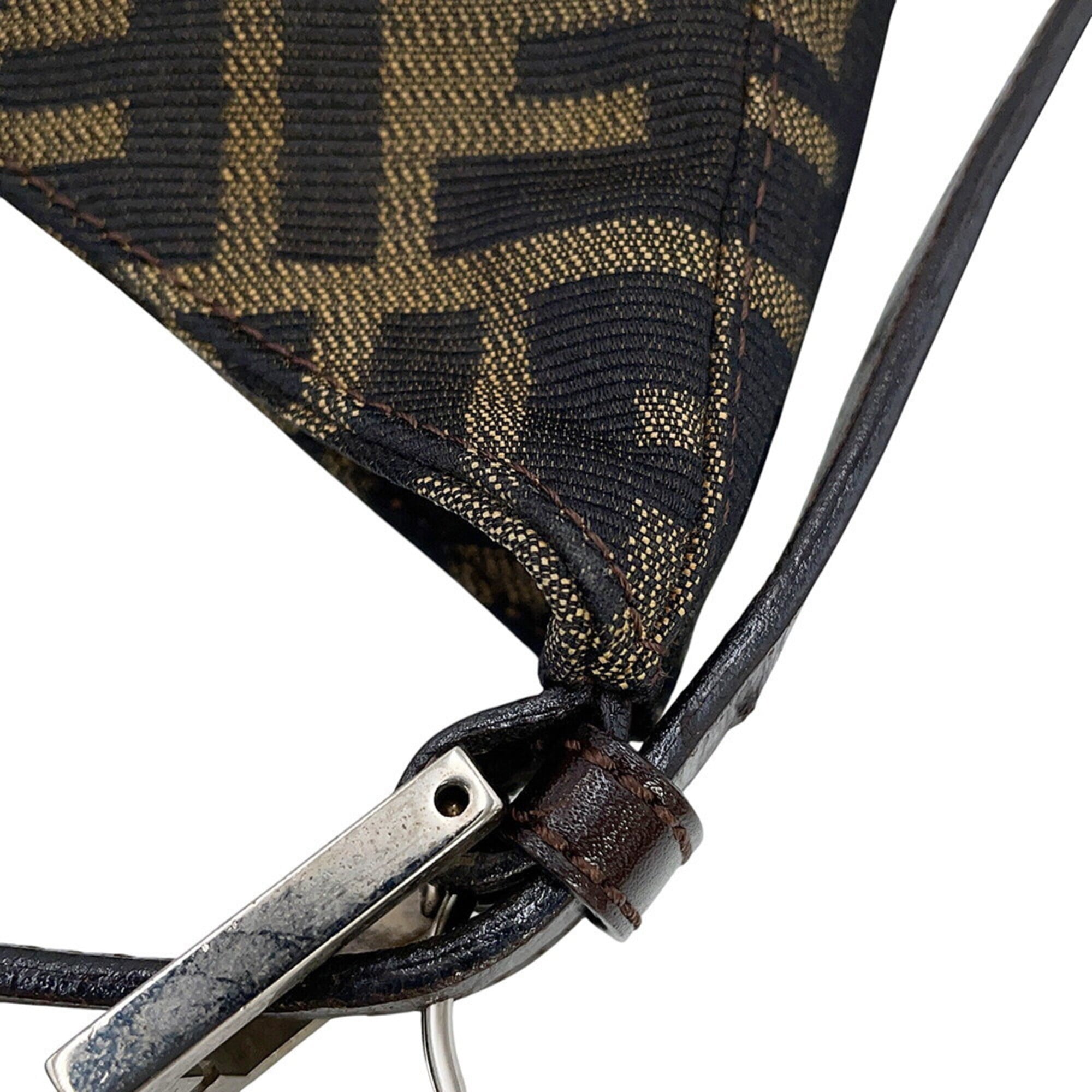 Fendi Zucca Brown Canvas Handbag Shoulder Bag (Pre-Owned)
