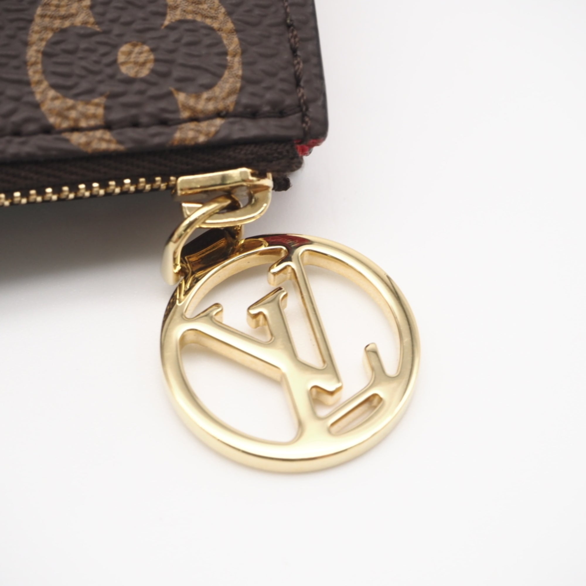 Louis Vuitton Beige Brown Red Color Coated Canvas Leather Wallet (Bi-Fold) (Pre-Owned)