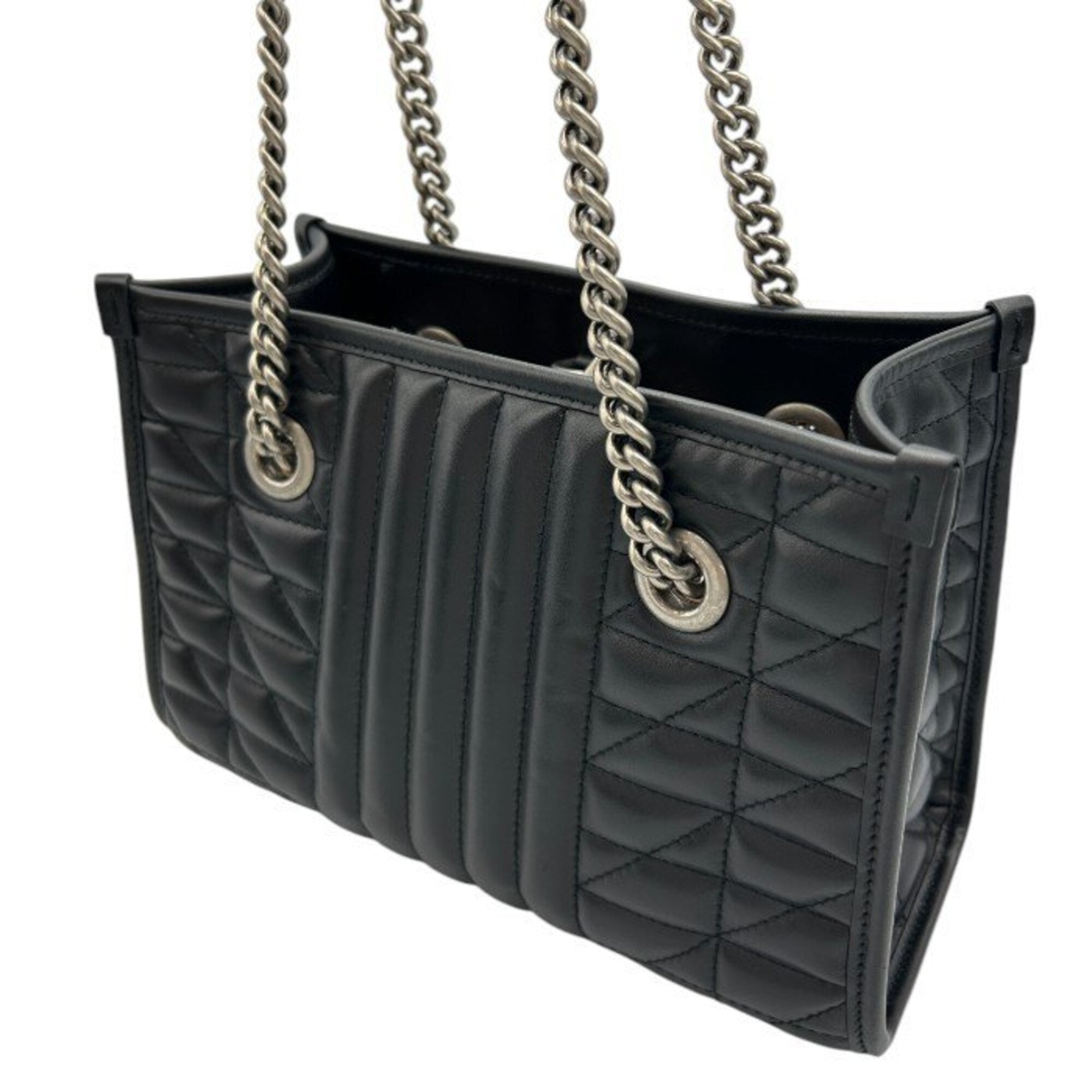 Gucci Gg Marmont Black Leather Tote Bag (Pre-Owned)