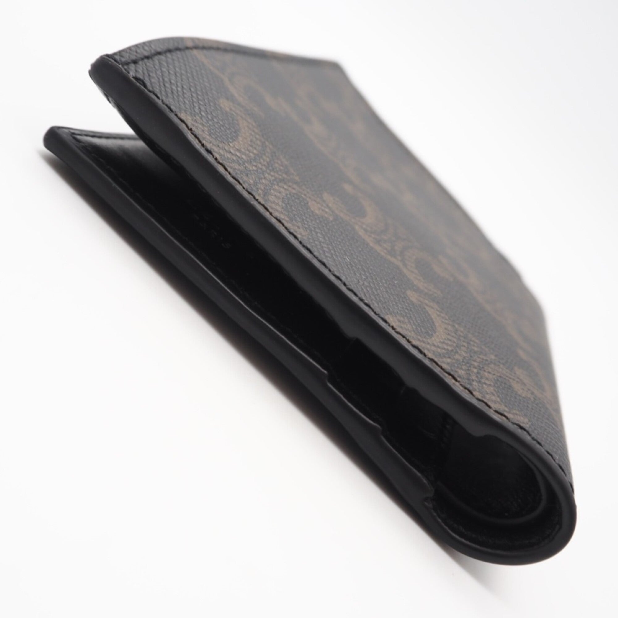 Celine Black Brown Coated Canvas Leather Wallet (Bi-Fold) (Pre-Owned)