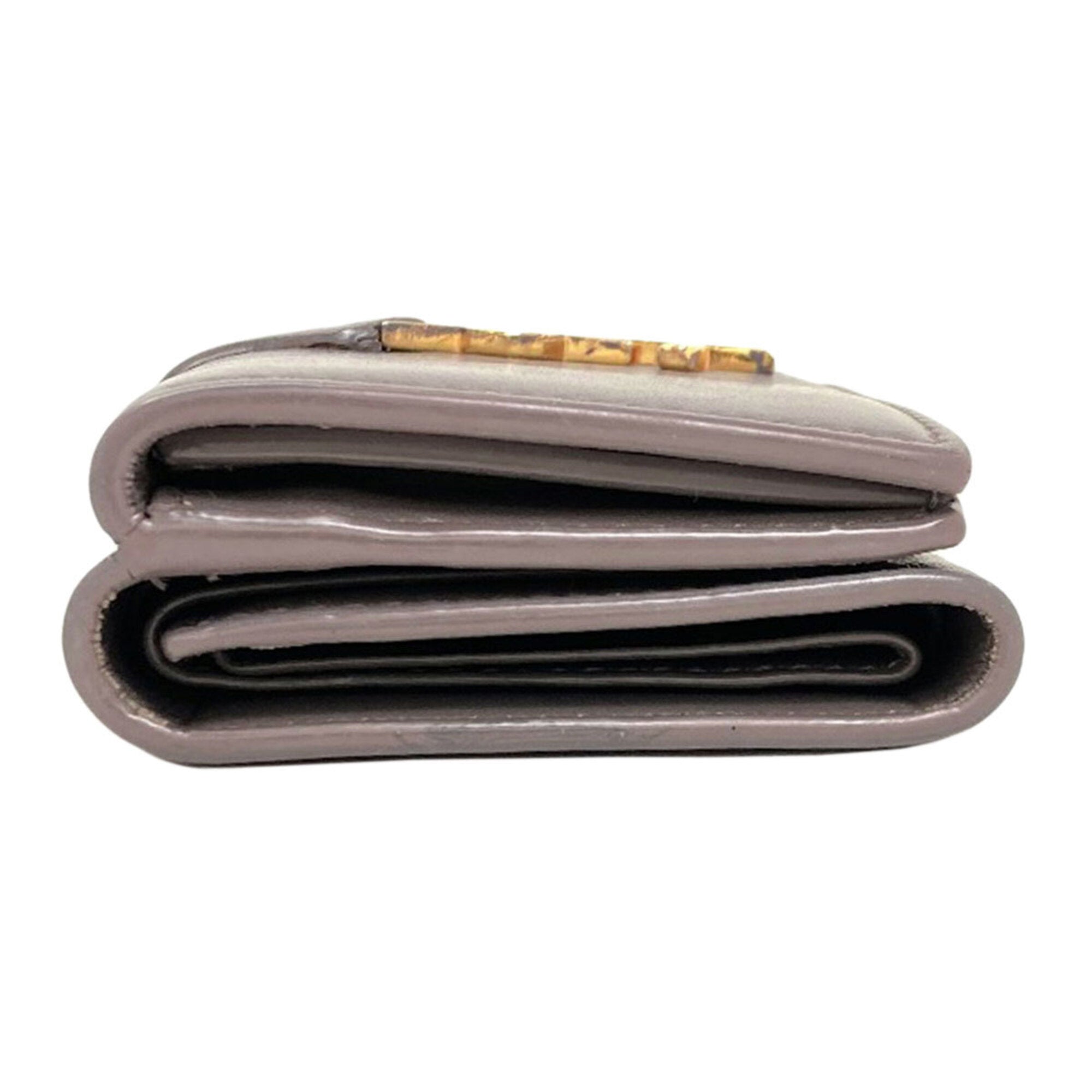 Yves Saint Laurent Gray Leather Wallet (Tri-Fold) (Pre-Owned)